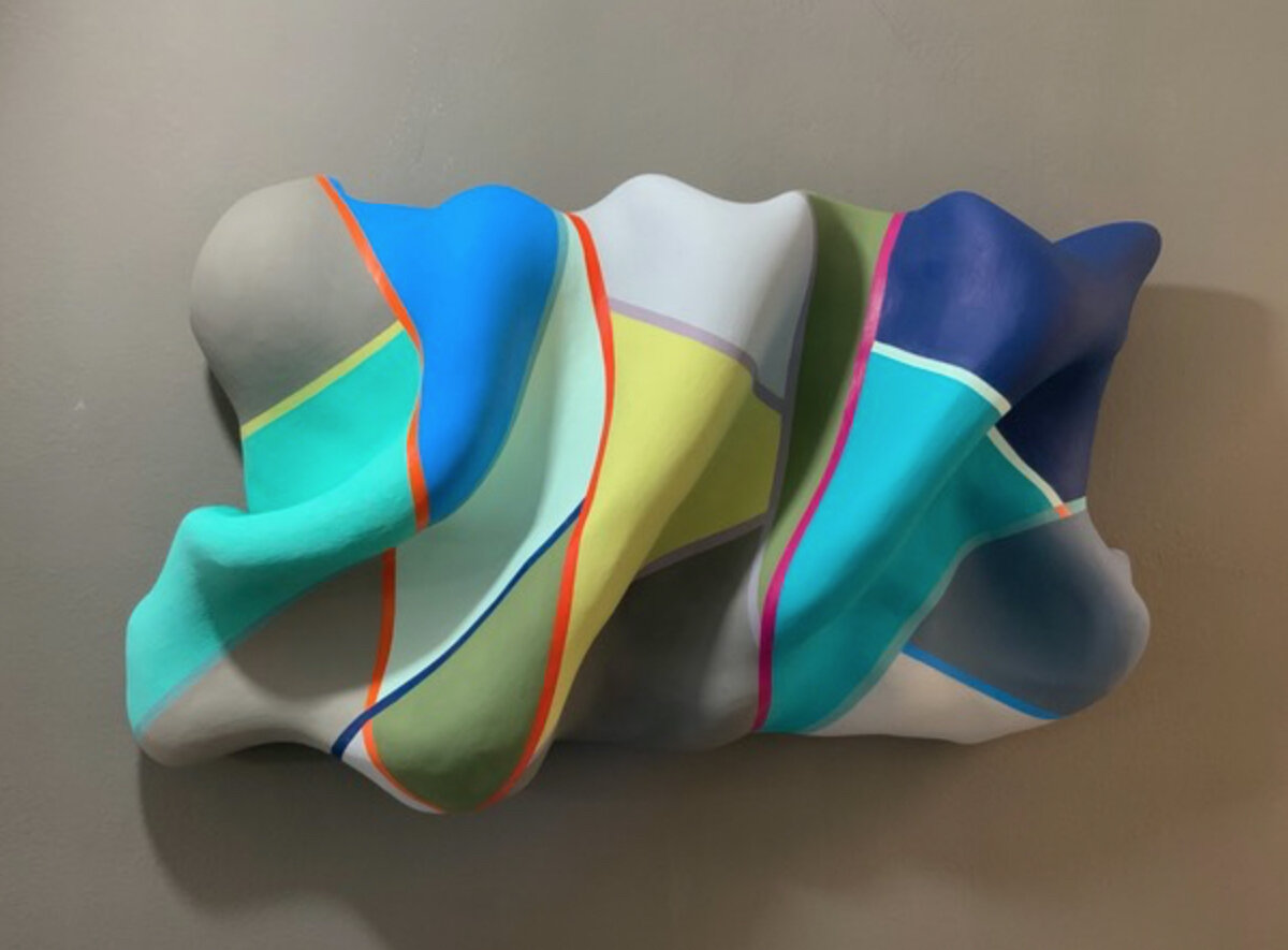    Curvaceous Lines  , plaster, wire, wood and paint, 30” x 40” 