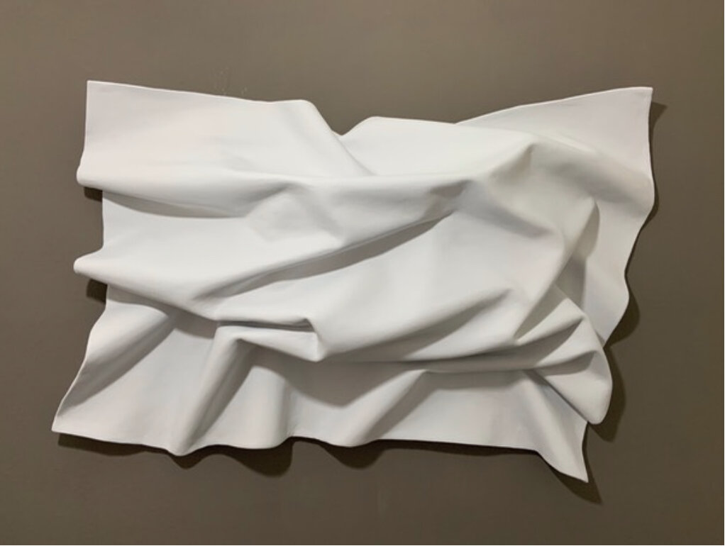    White Crumple  , plaster, wire, wood and glue, 30” x 40” 