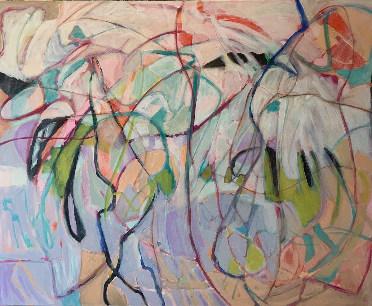    Urban 12  , acrylic, oil, pastels and colored pencil on canvas, 48” x 60”, from the ‘Speed Painting Project’ 