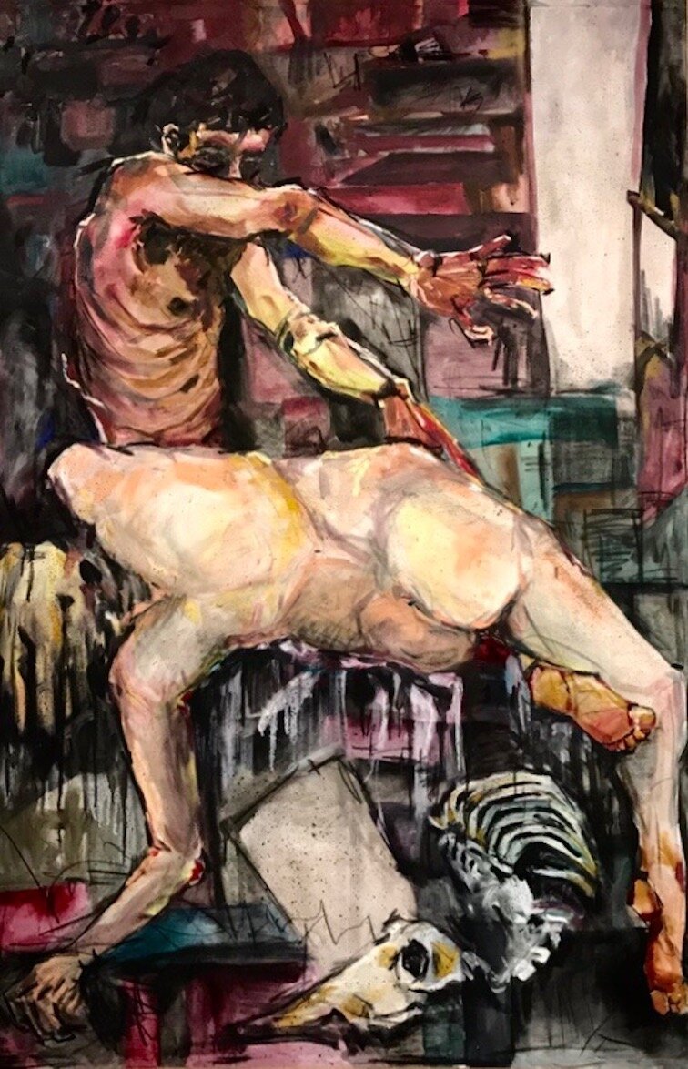    Death and the Maiden  , oil and charcoal on muslin, 72” x 48” 