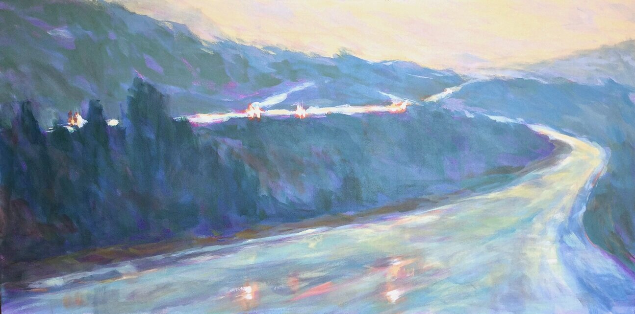    Homeward  , 36” x. 72”, acrylic on canvas 
