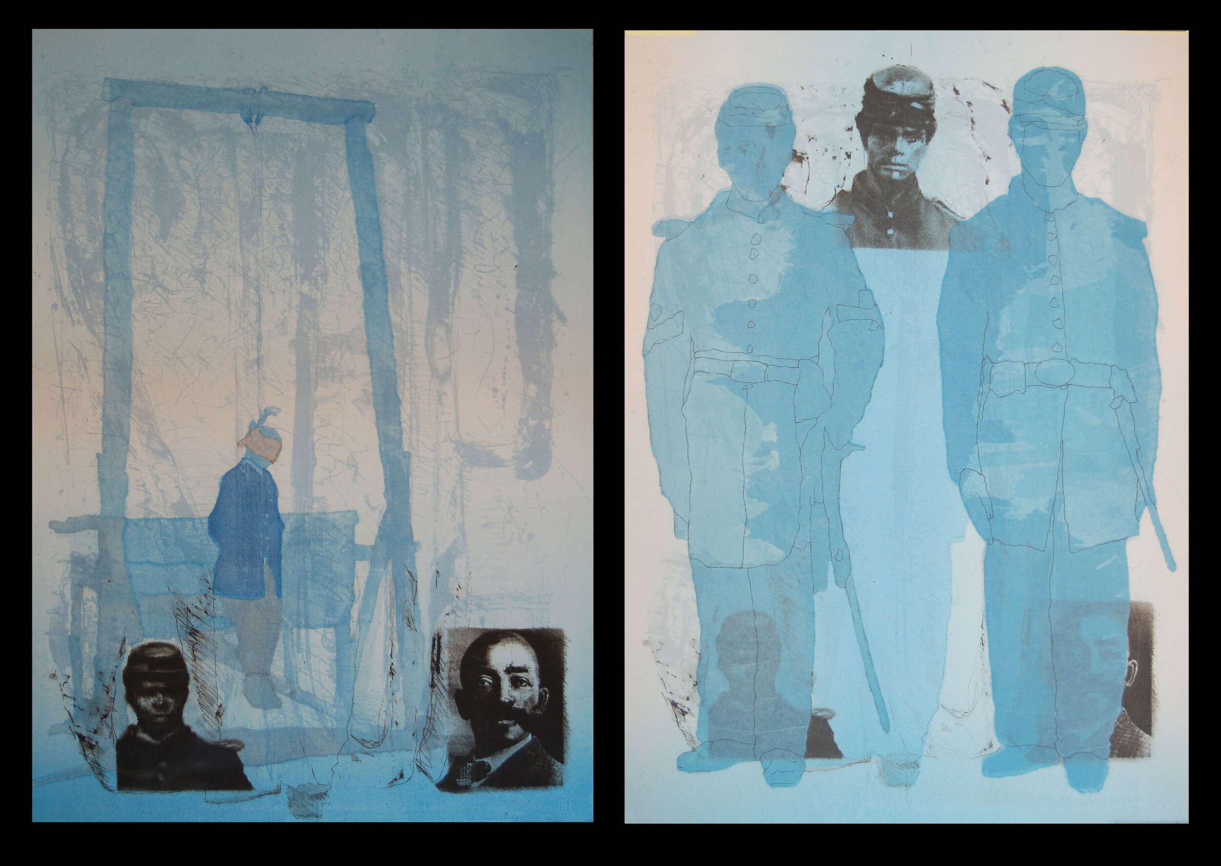    The Uncivil War  , lithograph mixed-media diptych, 46” x 36” (each panel) 