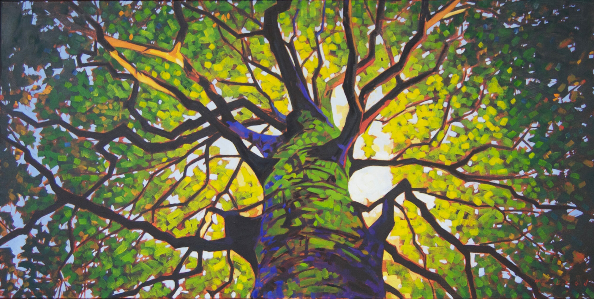    Under A Banyan  , 24” x 48”, oil on canvas 