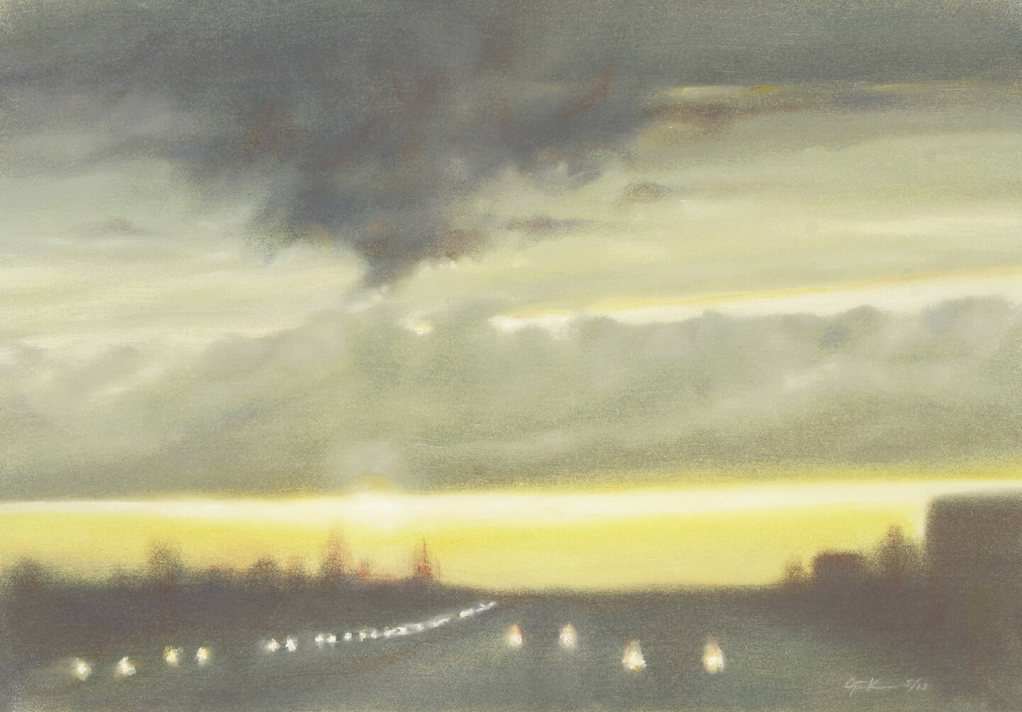    I-540 Rogers Whipped Clouds  , 19” x 25”, pastel on paper 