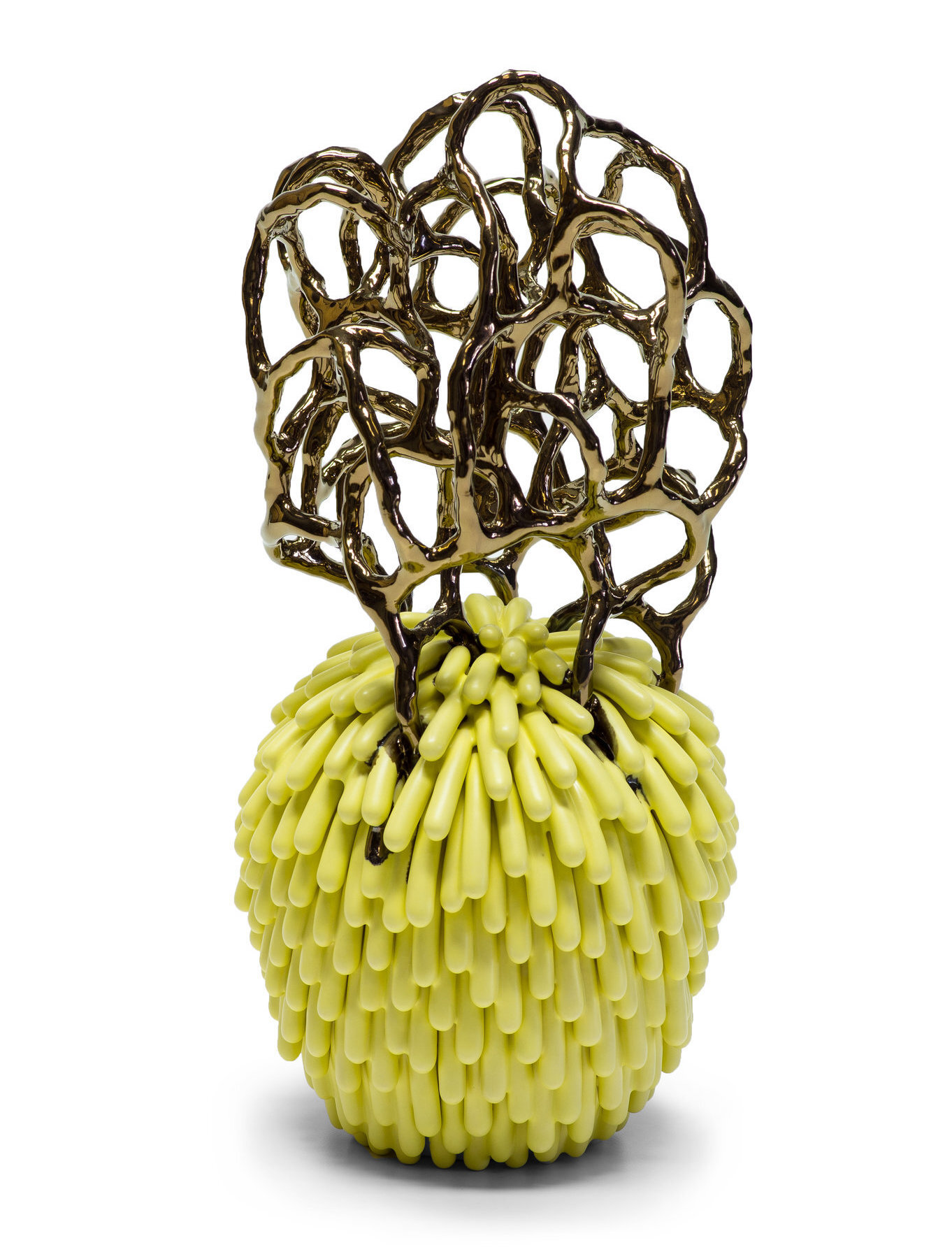    Yellow Pineapple  , 12.5” x 6.5” x 6.5”, ceramic 