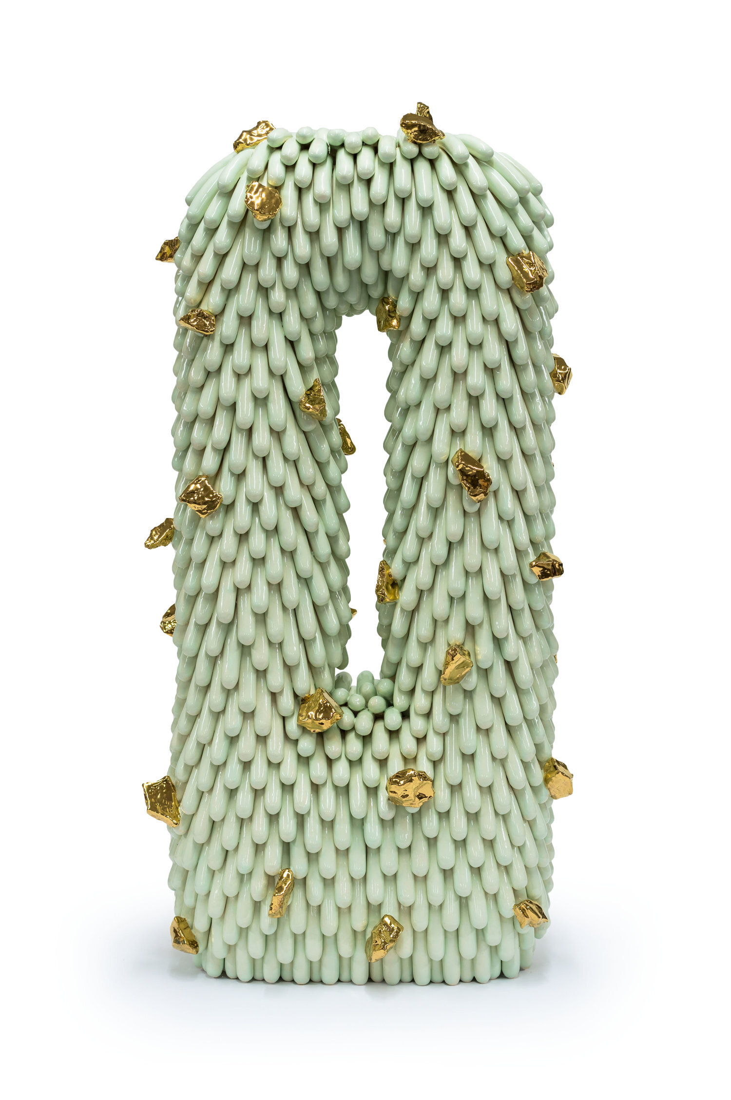    Jade Dust Furry with Gold Rocks  , 21.5” x 10.5” x 6.25”, earthenware 