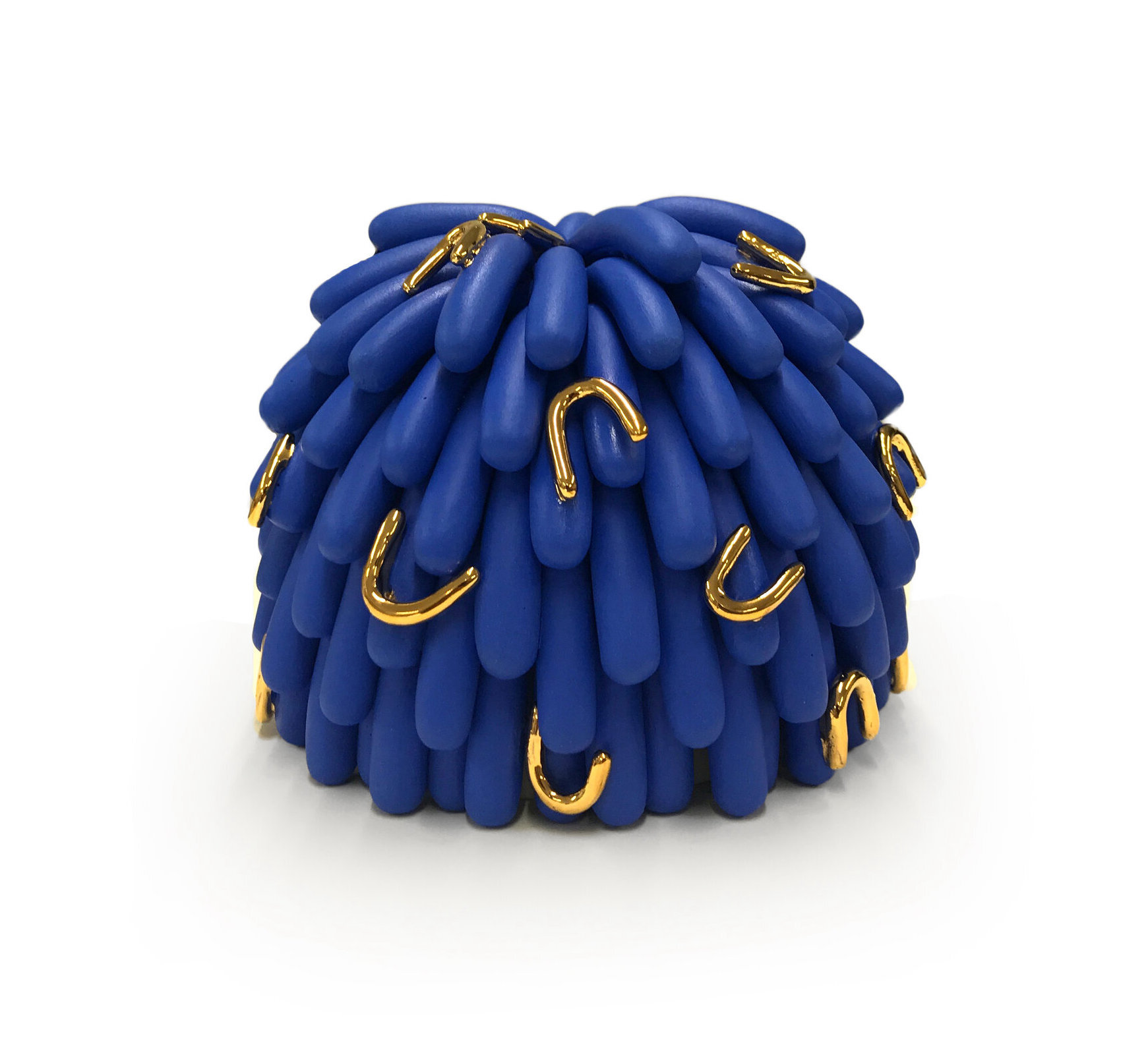    Blue Dust Furry with Gold Lint  , 3” x 4.5” x 4.5”, porcelain 