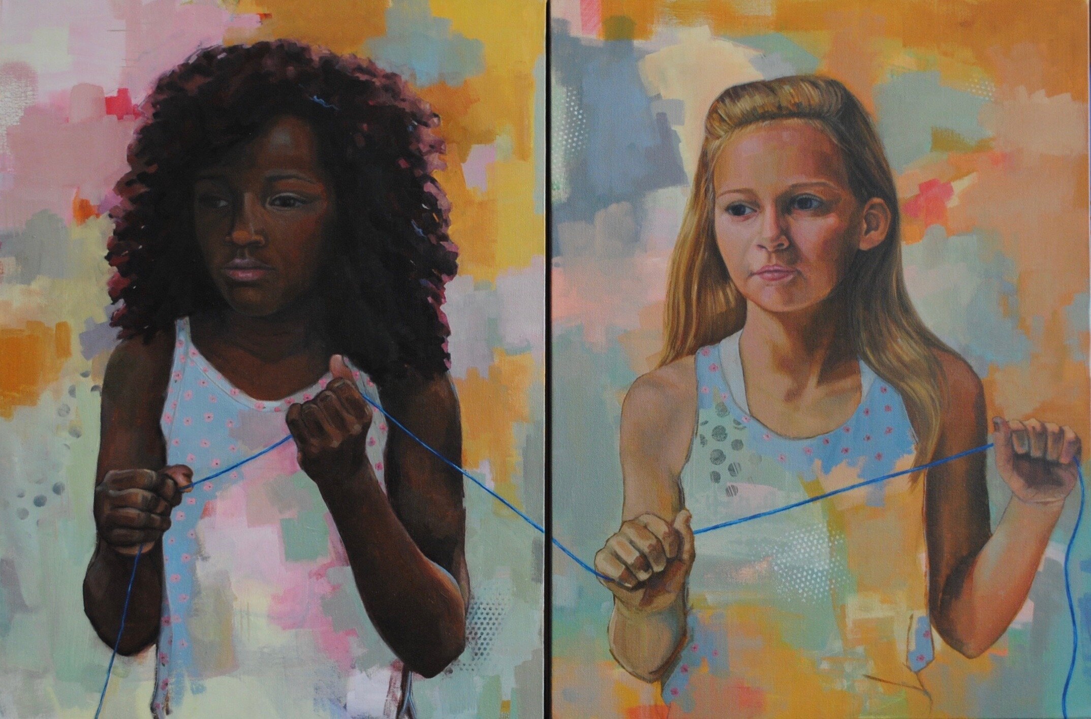    Holding On   (diptych), 24” x 36” combined, oil on canvas 