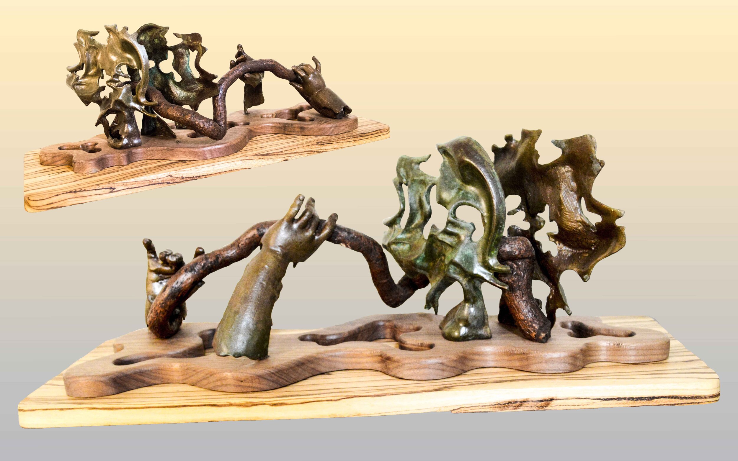    Shaman’s Portal  , bronze, zebrawood and walnut, 23” x 9” x 9”h 
