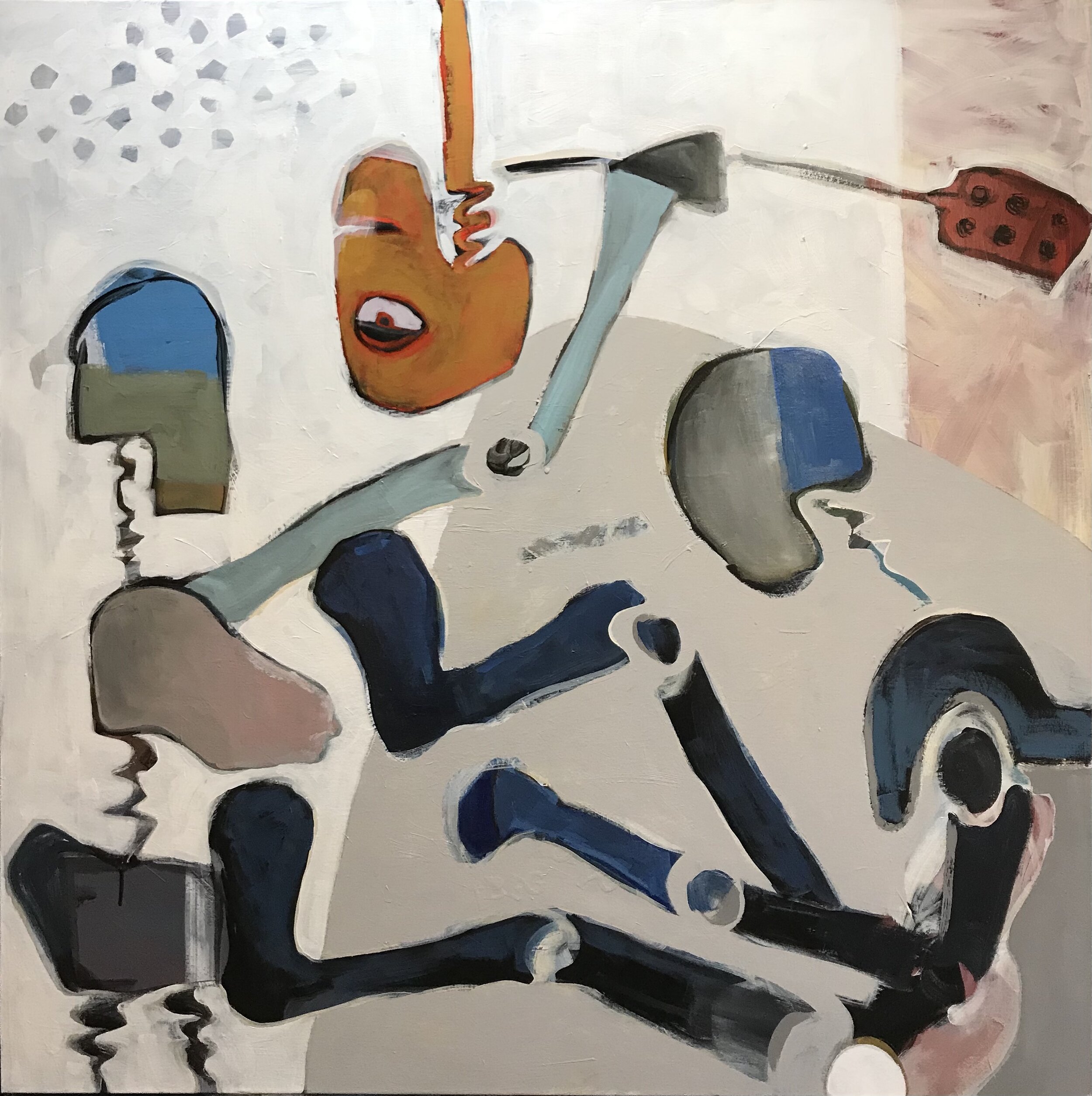    Bobble Heads Swatting Flies  , 48” x 48”, acrylic on canvas 