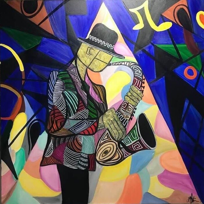    Saxophone  , 48” x 48”, acrylic on canvas  