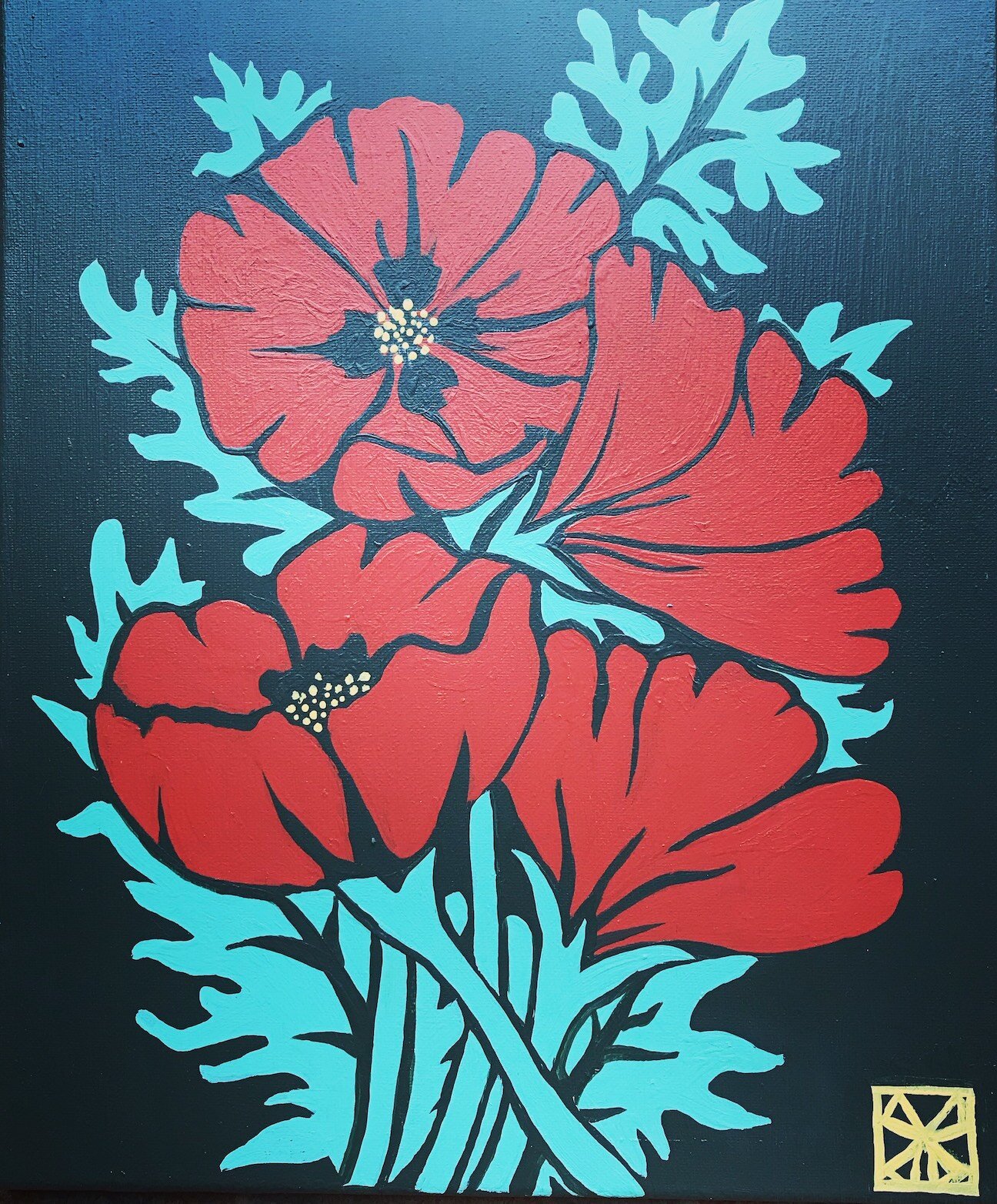    Poppies  , 14” x 11”, acrylic on canvas 