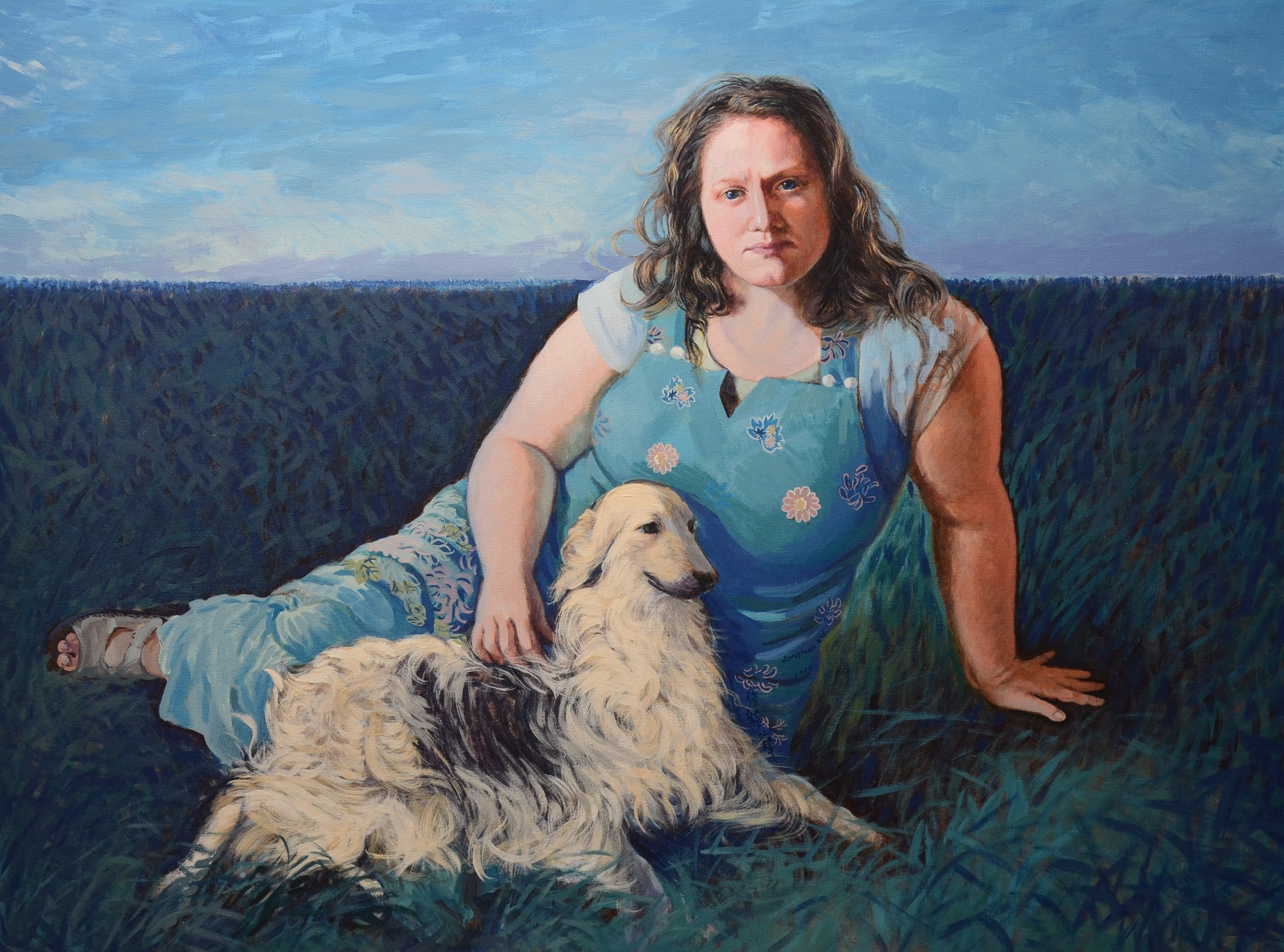    Girl with Dog  , 30” x 40”, acrylic on canvas 