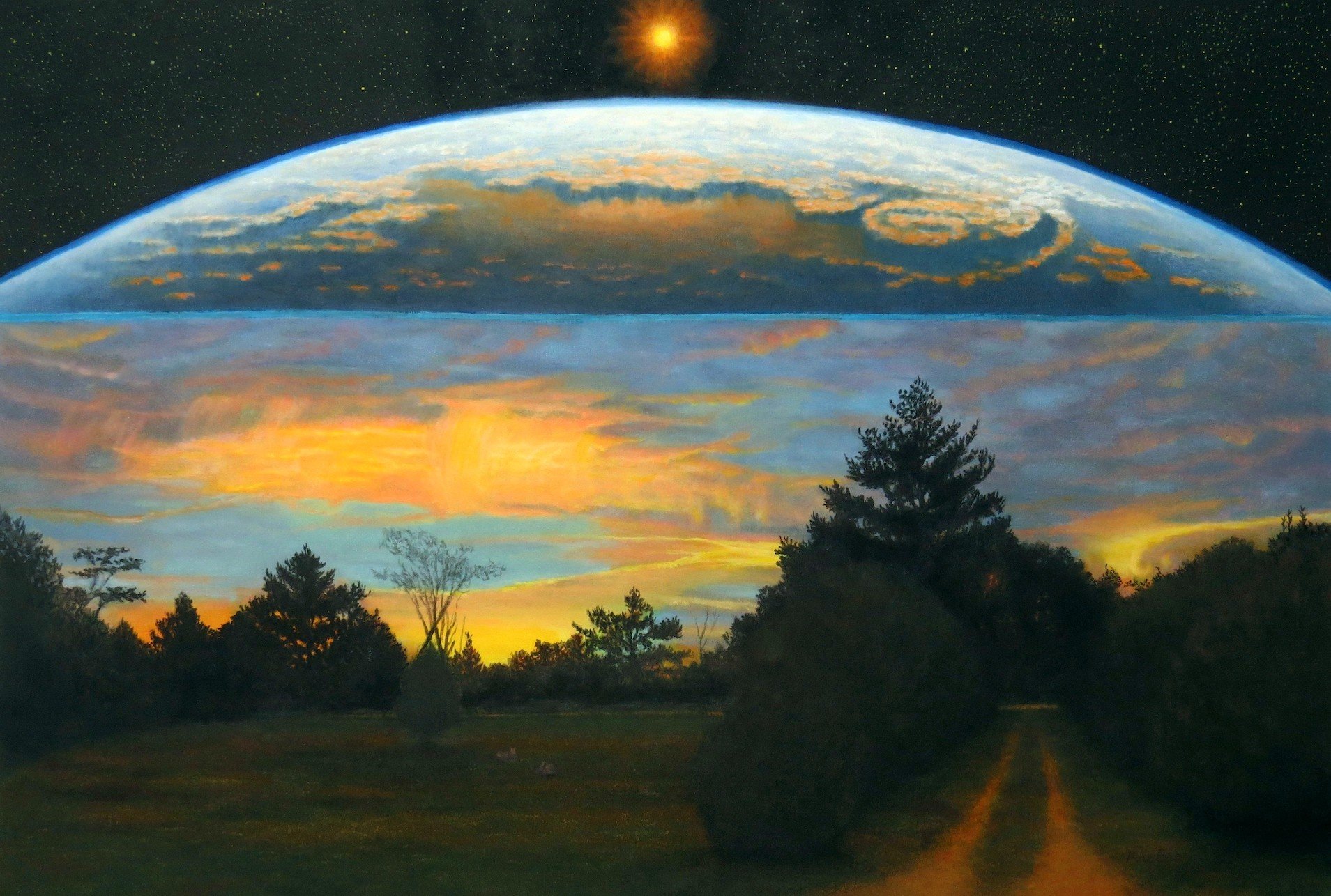    Thin Line, Dawn  , 24” x 26”, oil on canvas 