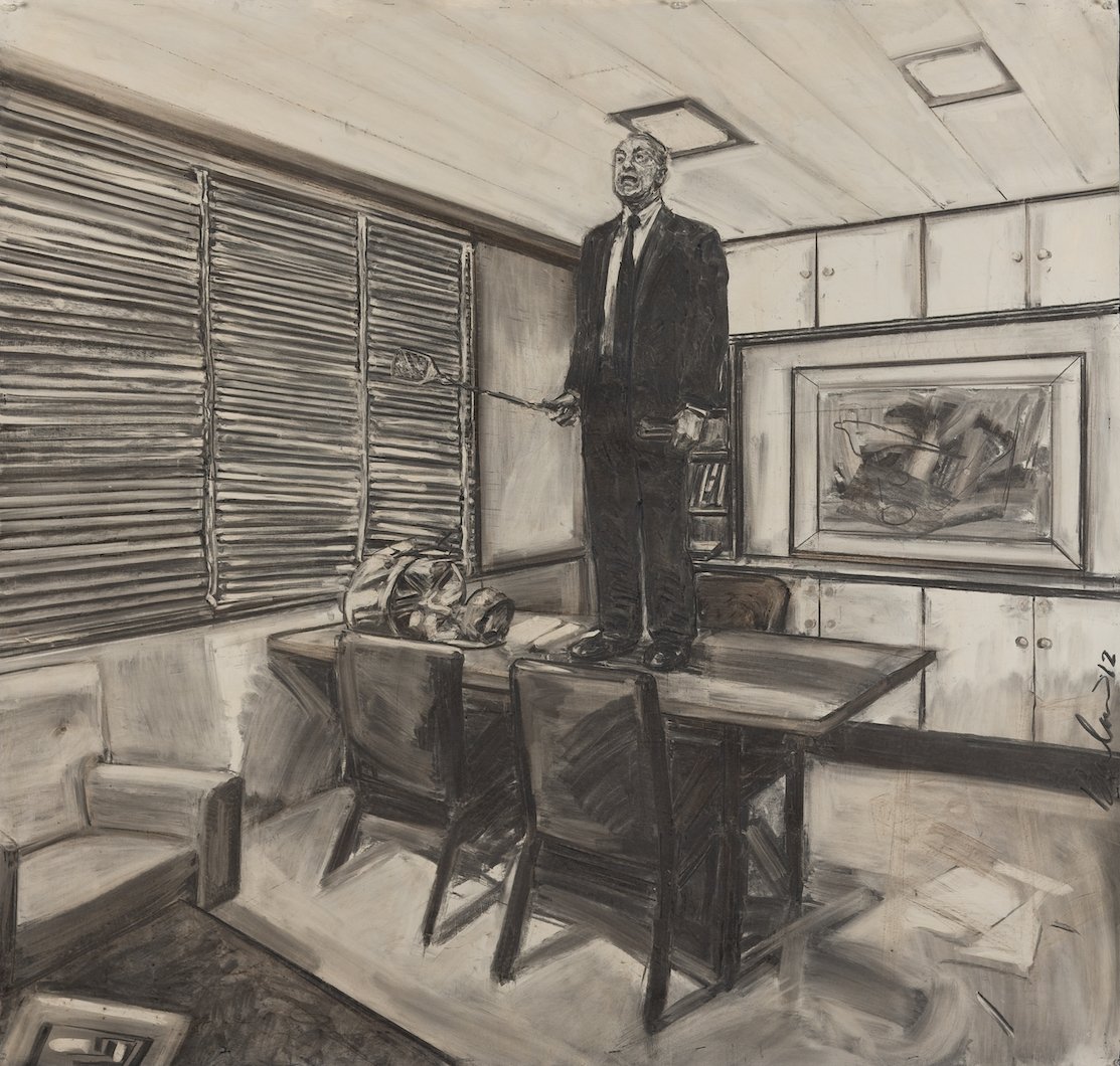    Fly  , 52” x 54”, charcoal on paper 