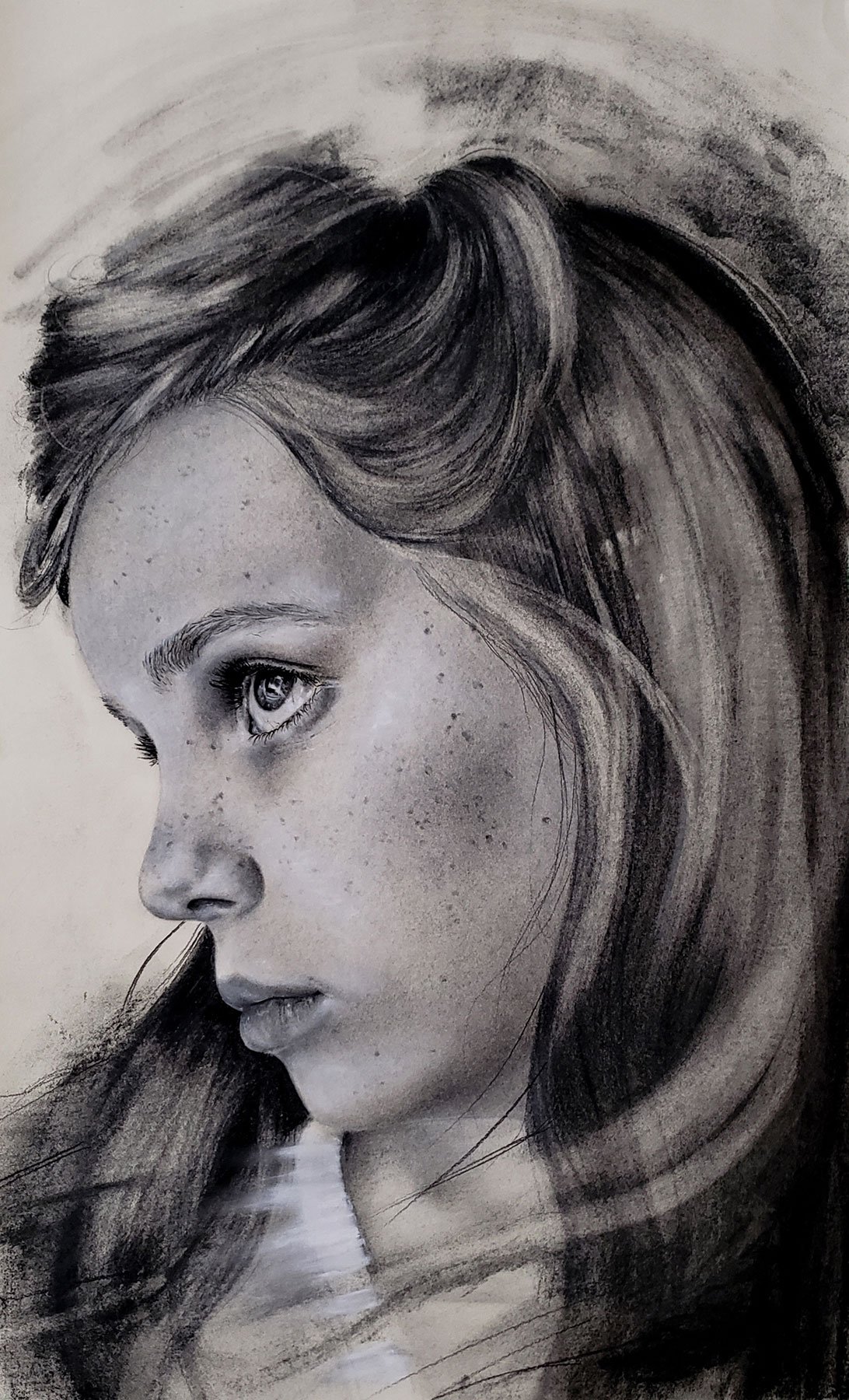    If I Am Swept Away  , 20” x 12”, charcoal and pastel on paper 
