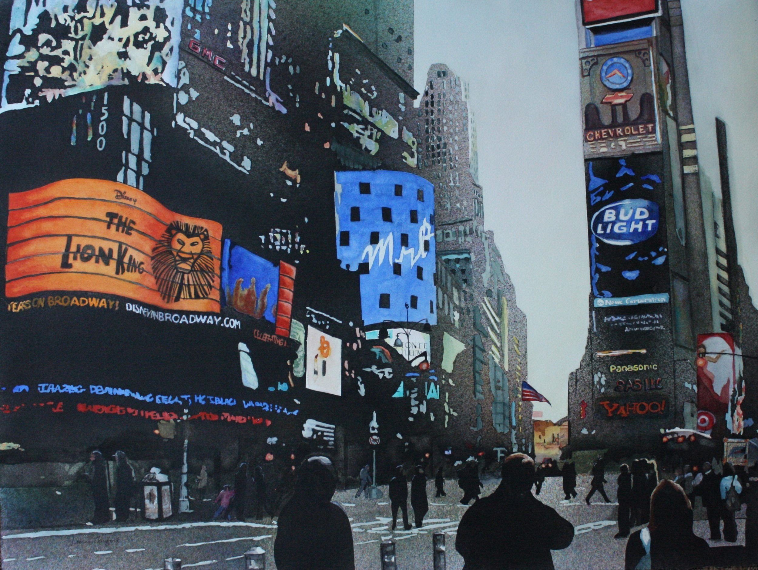    Times Square  , 22” x 30”, watercolor on paper 