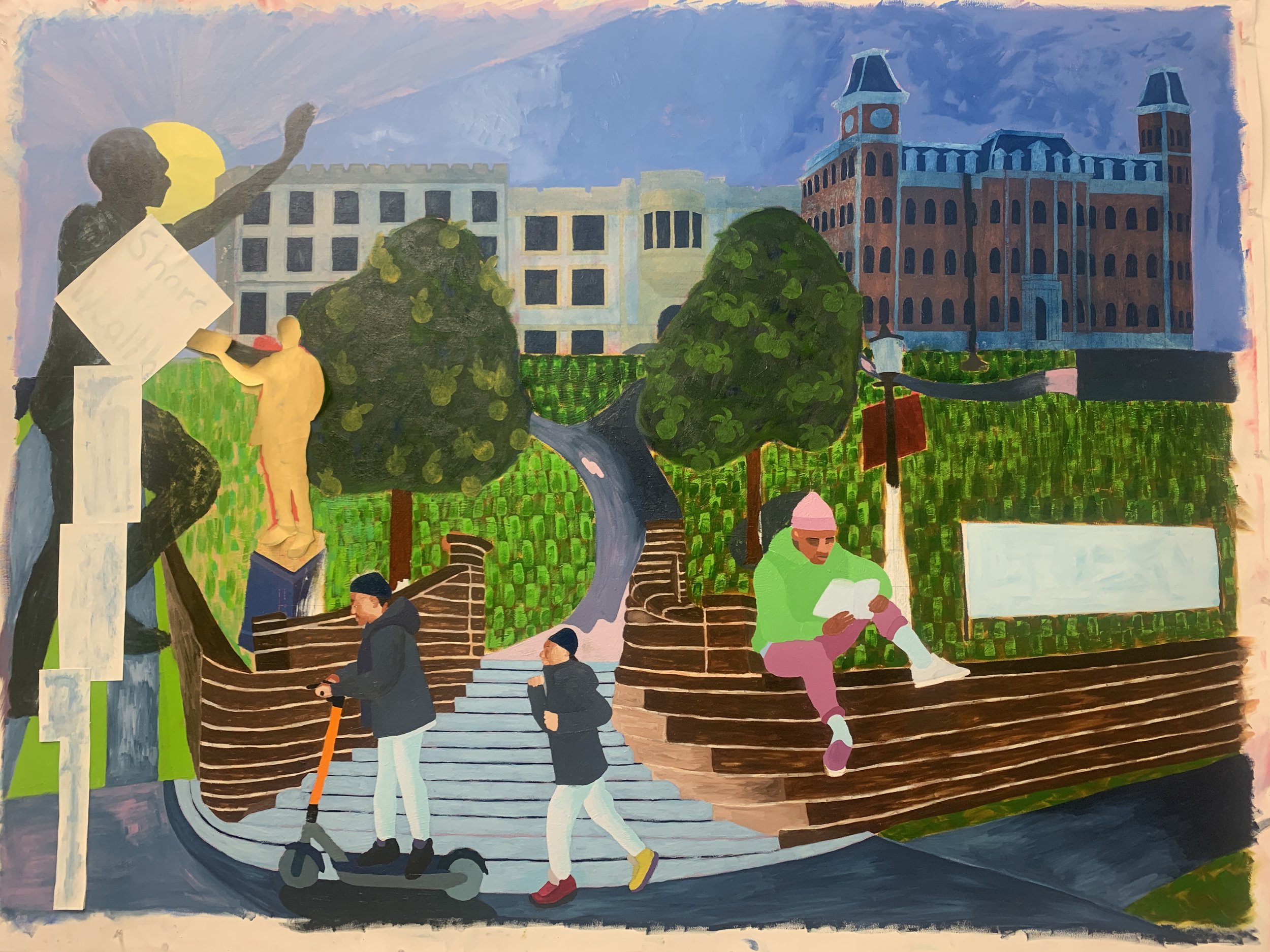    Our Campus  , 5’ x 6’, oil on canvas 