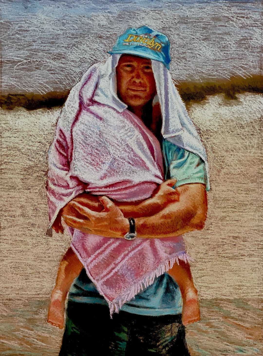   The Man on the Beach  , 30” x 23”, pastel on pastel board 