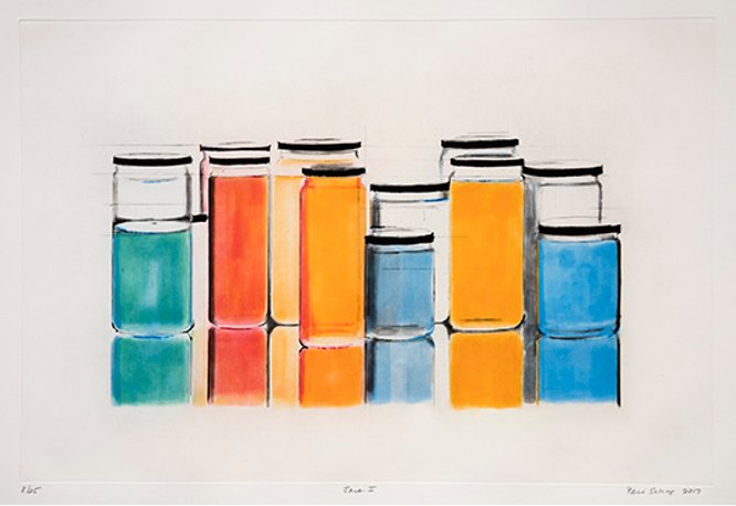  Peri Schwartz ,    Jars I   ,  2017, etching and spit bite aquatint, 15” x 22” 