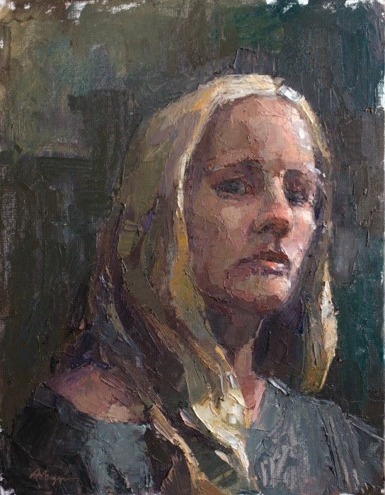 Portrait in Green , 14” x 11”, oil on canvas