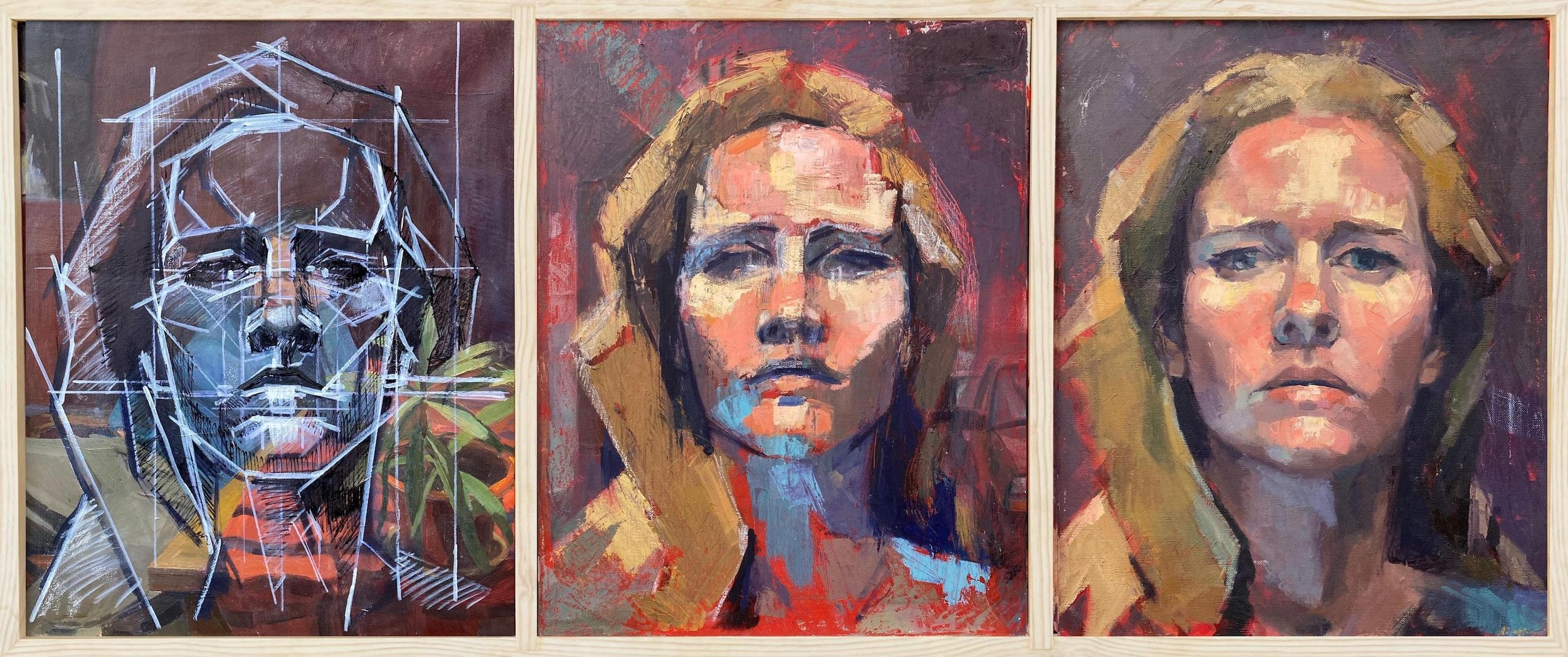    Metamorphosis  , 20” x 50”, triptych, oil on canvas 