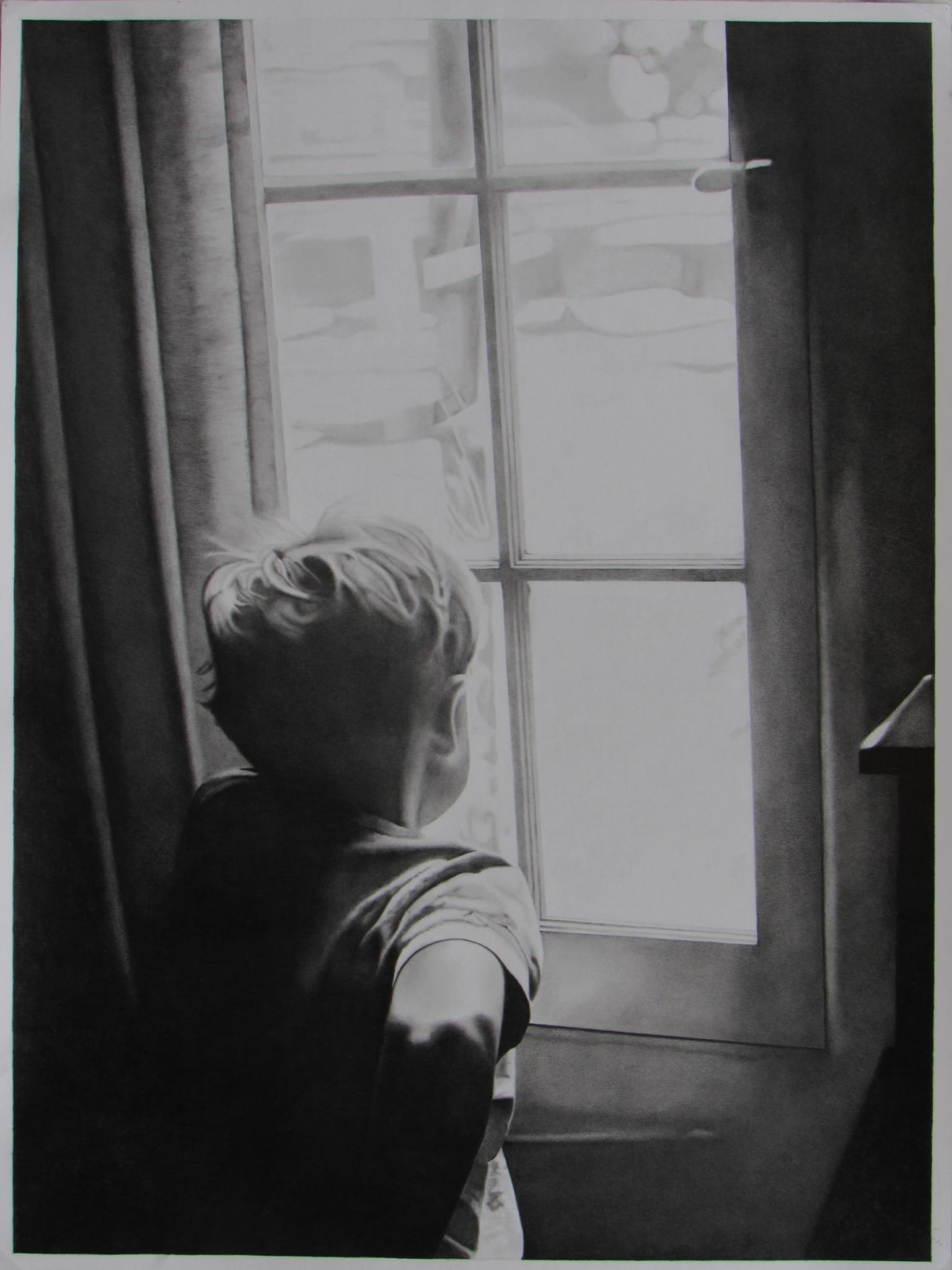    Billy at The Window  , 24” x 18”,  graphite on paper 