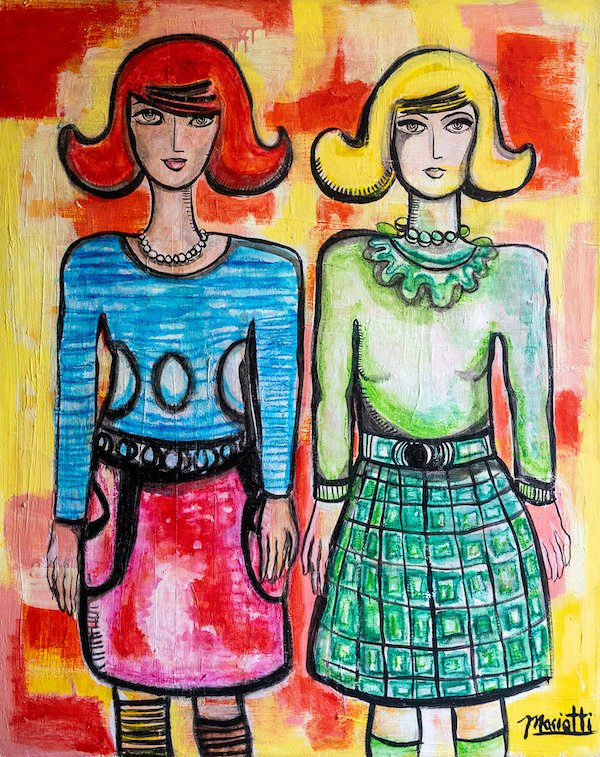    Two Irish Girls  , 60” x 48”, acrylic and aqua pastels on canvas 