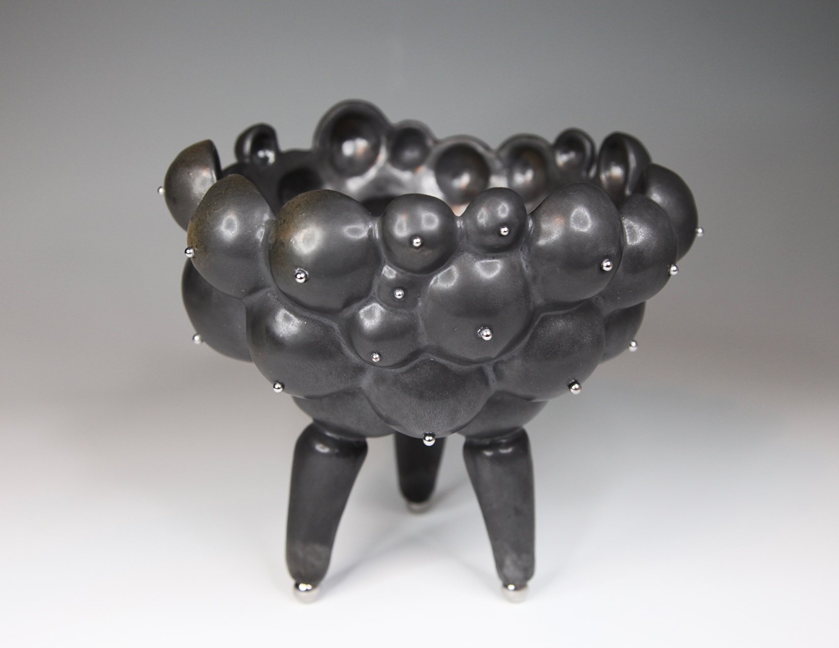    Bubble Bowl (Black)  , 8”d x 8”t, stoneware 