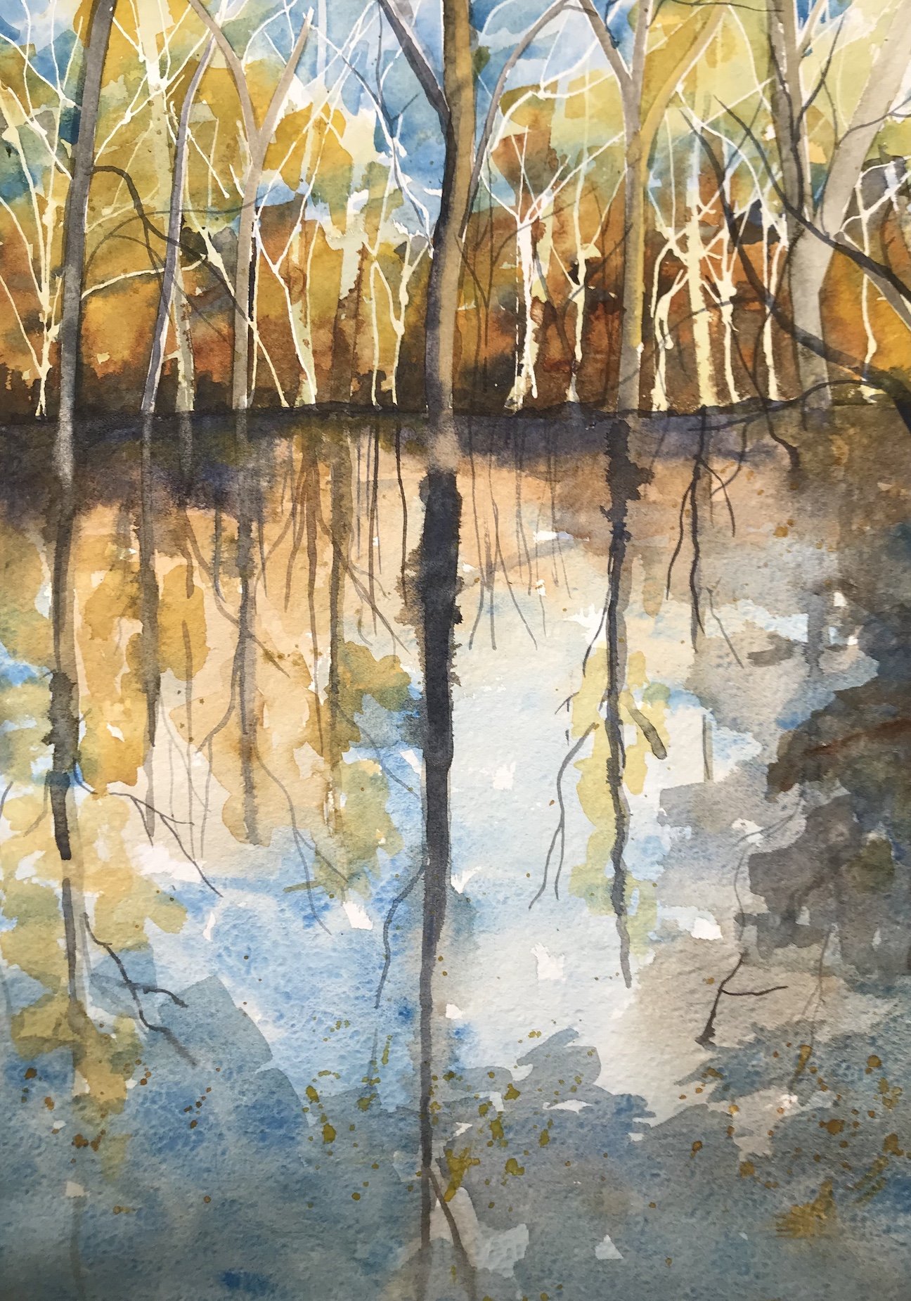    Duck Pond  , 15” x 11”, watercolor on paper 