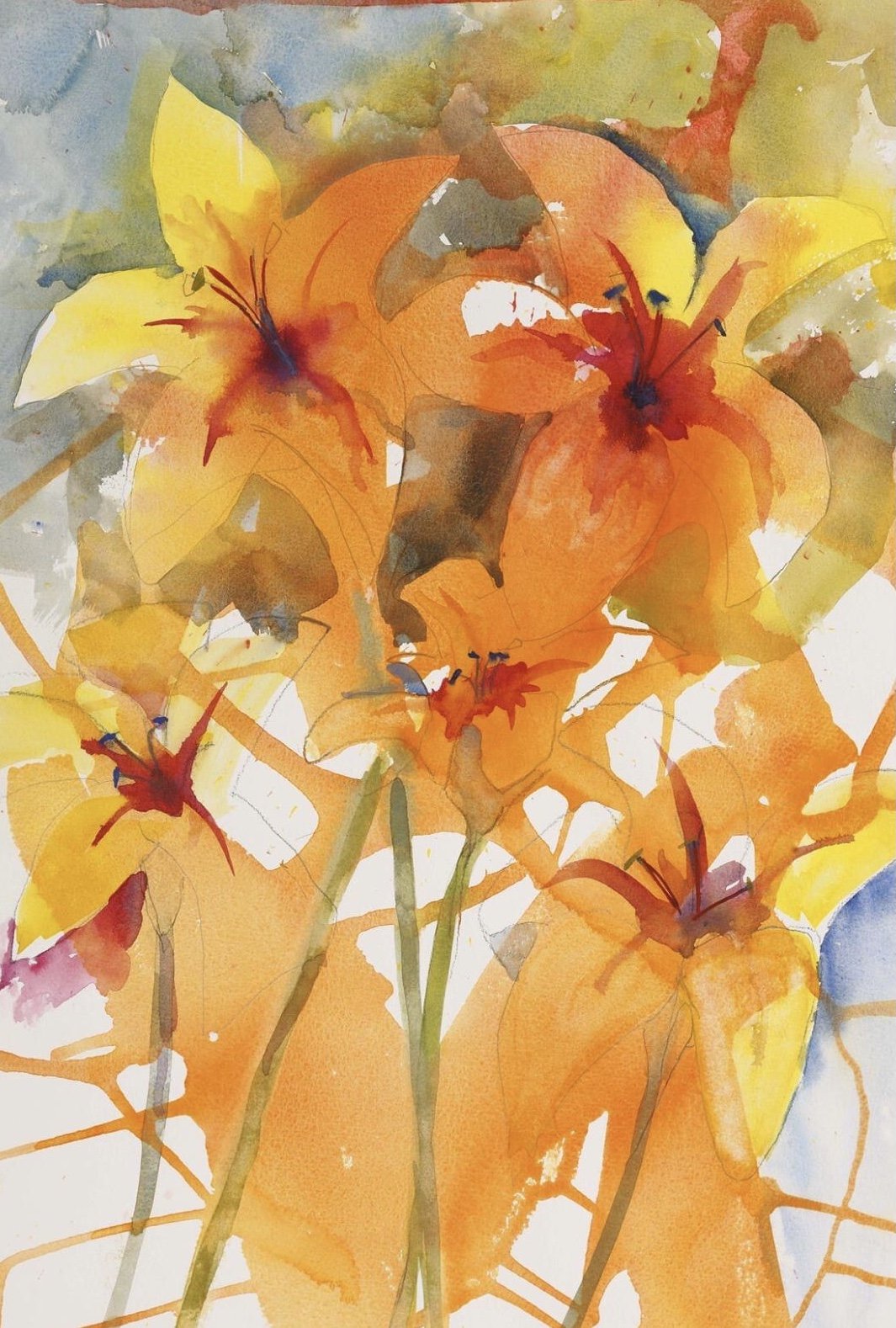    Daylilies  , 20” x 15”, watercolor on paper 