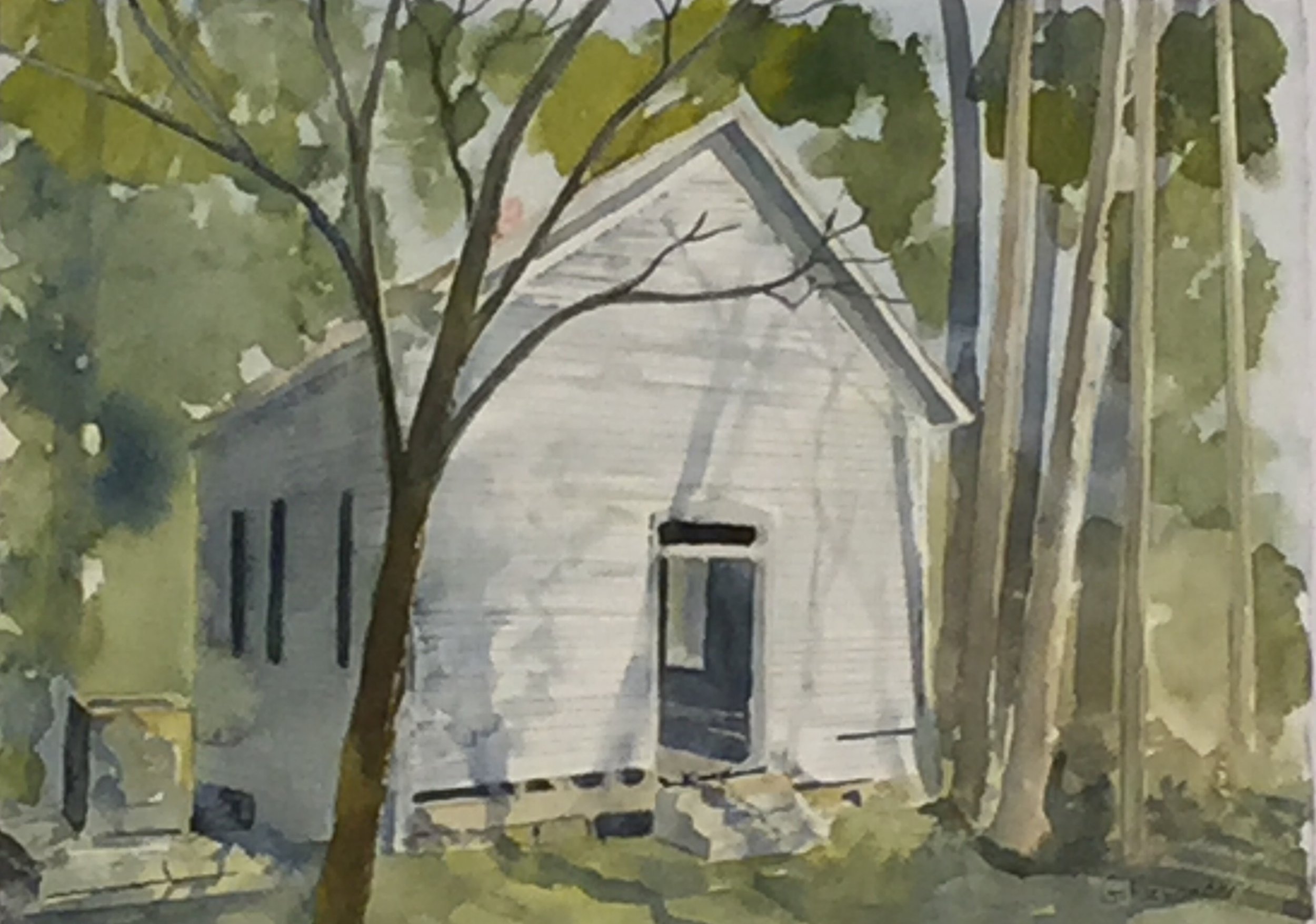    One Room School  , 11” x 15”, watercolor on paper 