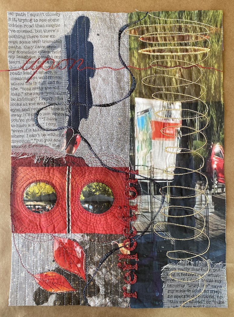    Upon Reflection  , 24” x 18”, mixed media fabric collage 