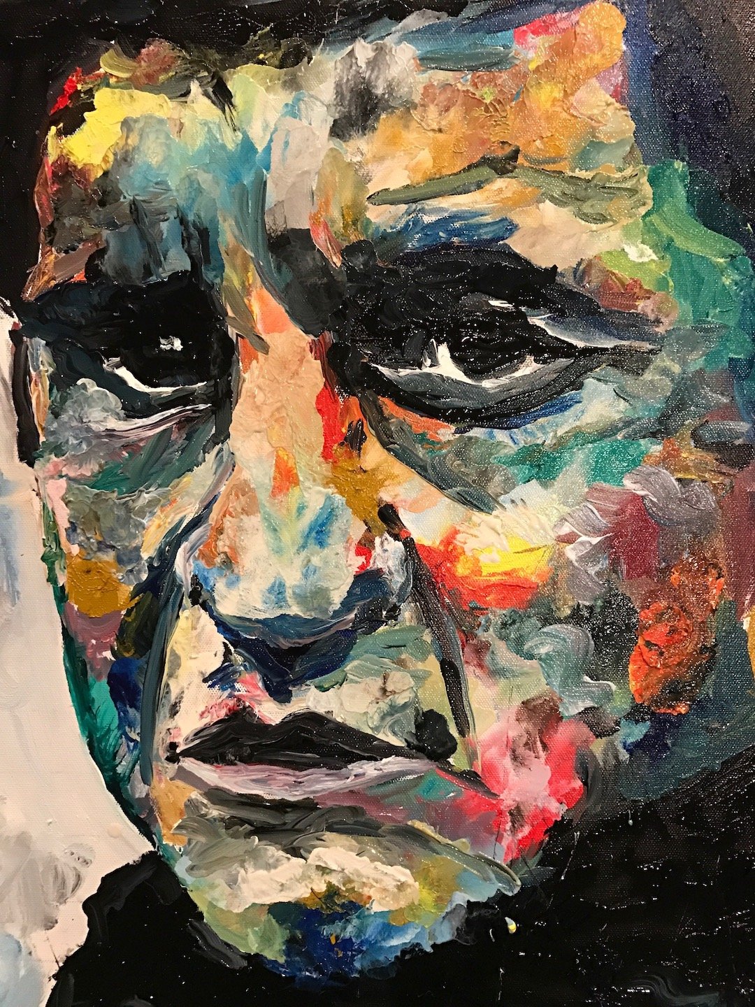    Man in Black in Color  , 24” x 18”, oil on canvas 