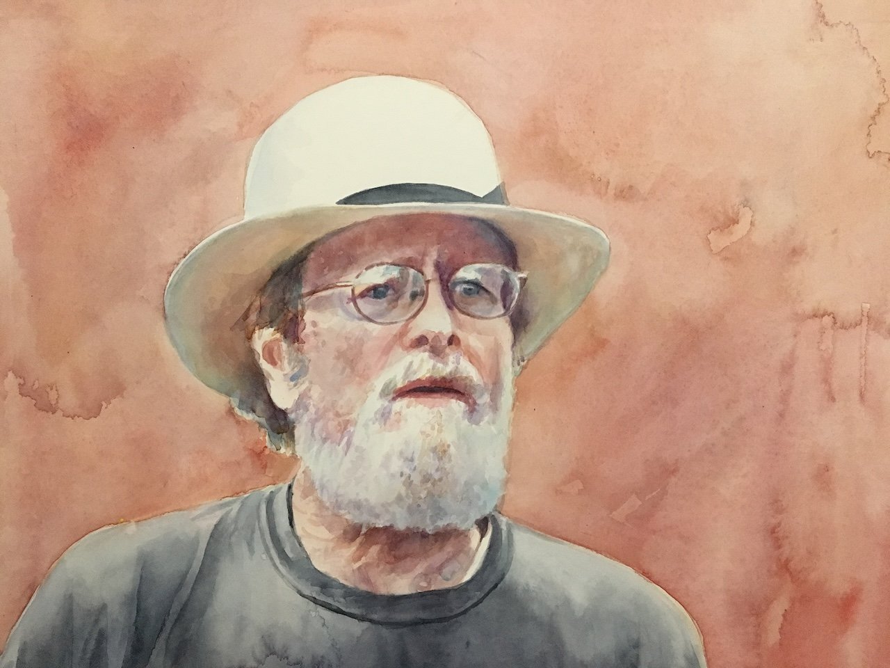    Man in Hat  , 12” x 16”, watercolor 