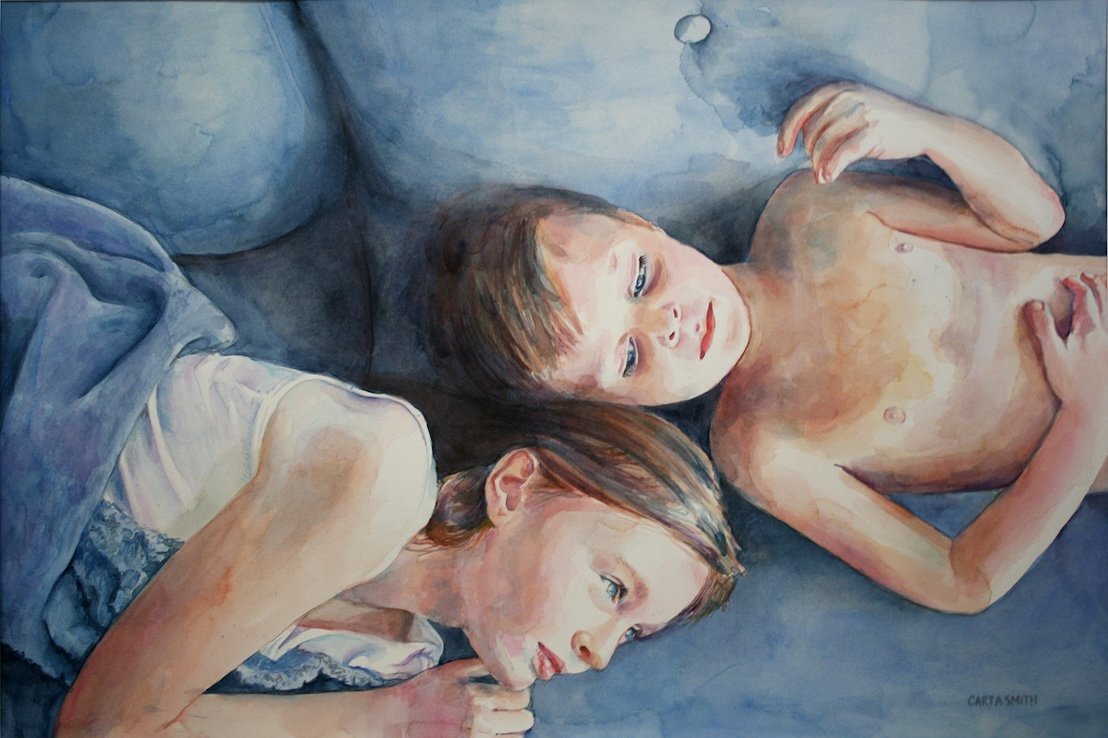    Siblings  , 20” x 30”, watercolor 