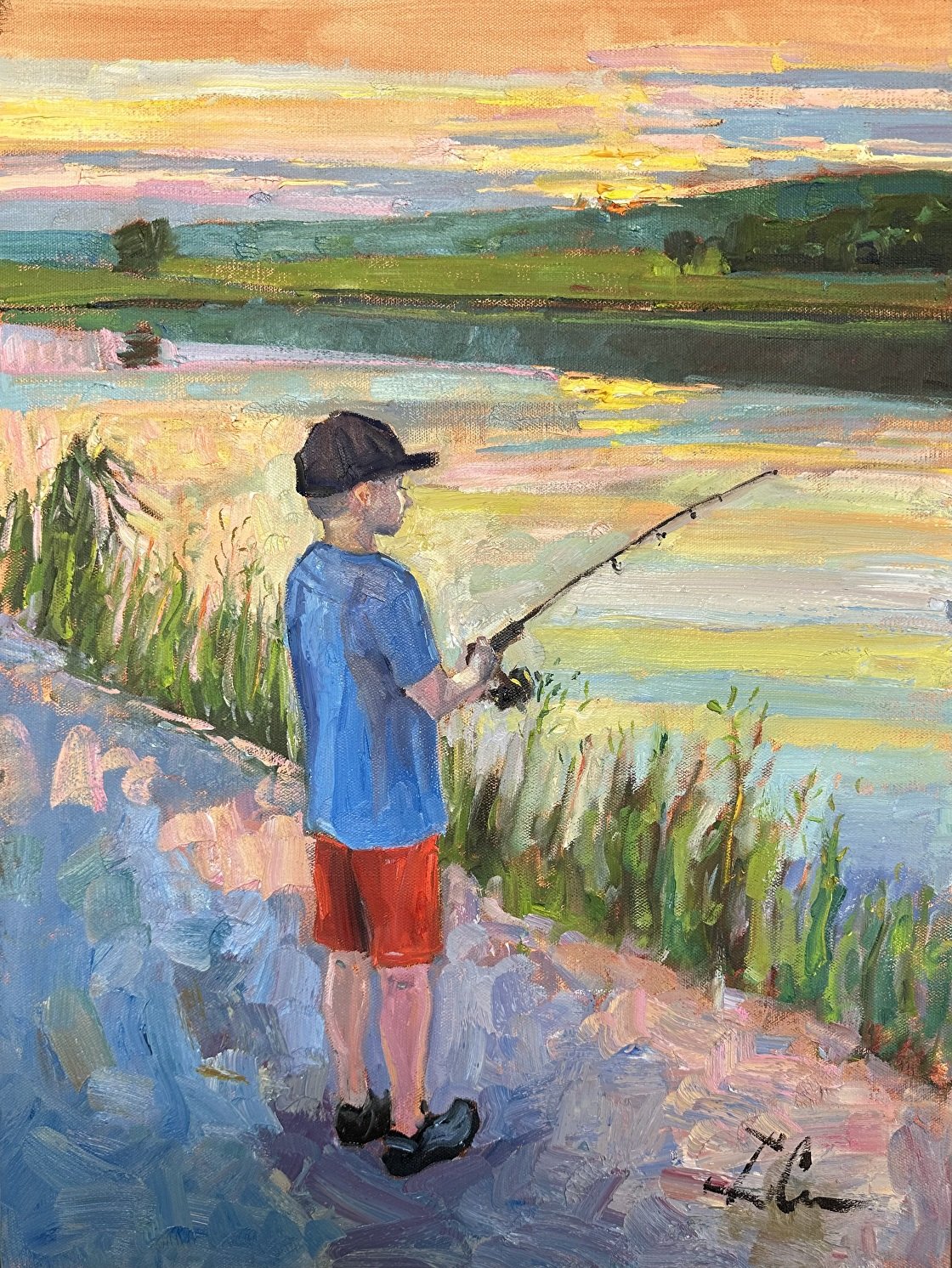    Evening Fisherman  , 28” x 24”, oil on canvas 