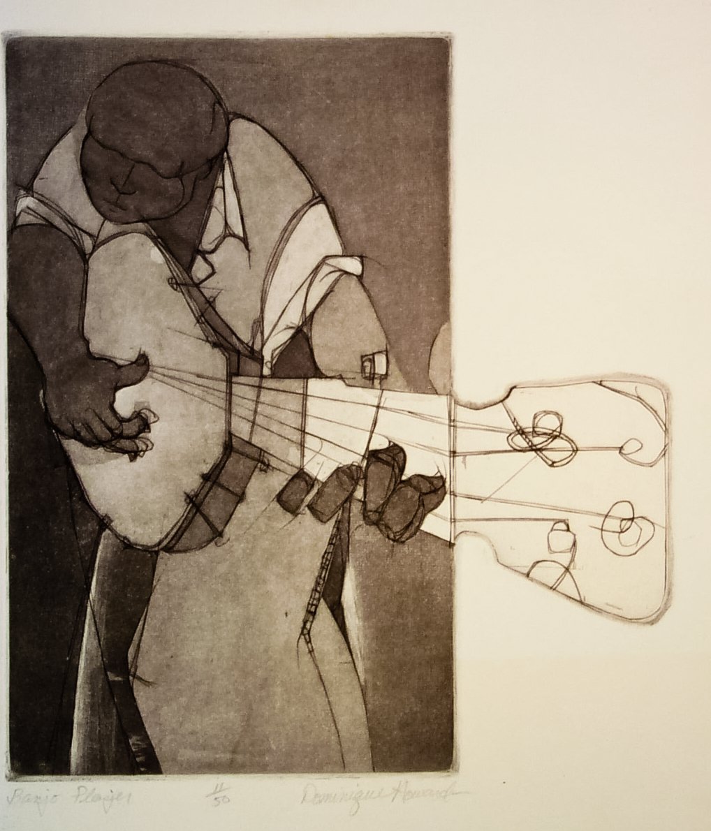    Banjo Player  , 10” x 7”, intaglio 