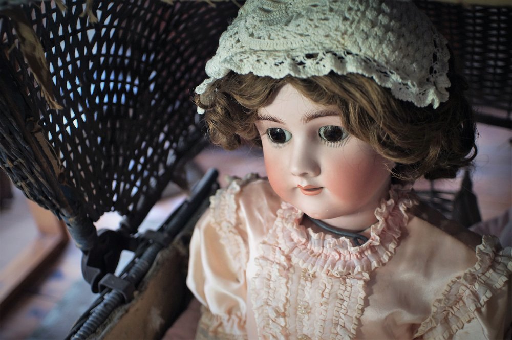  Close-up of “Josephine”, an antique doll on display 