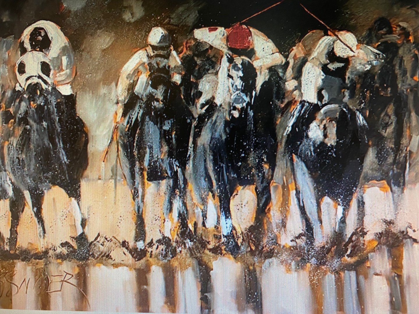    Arkansas Derby Sepia  , 36” x 48”, oil on canvas 