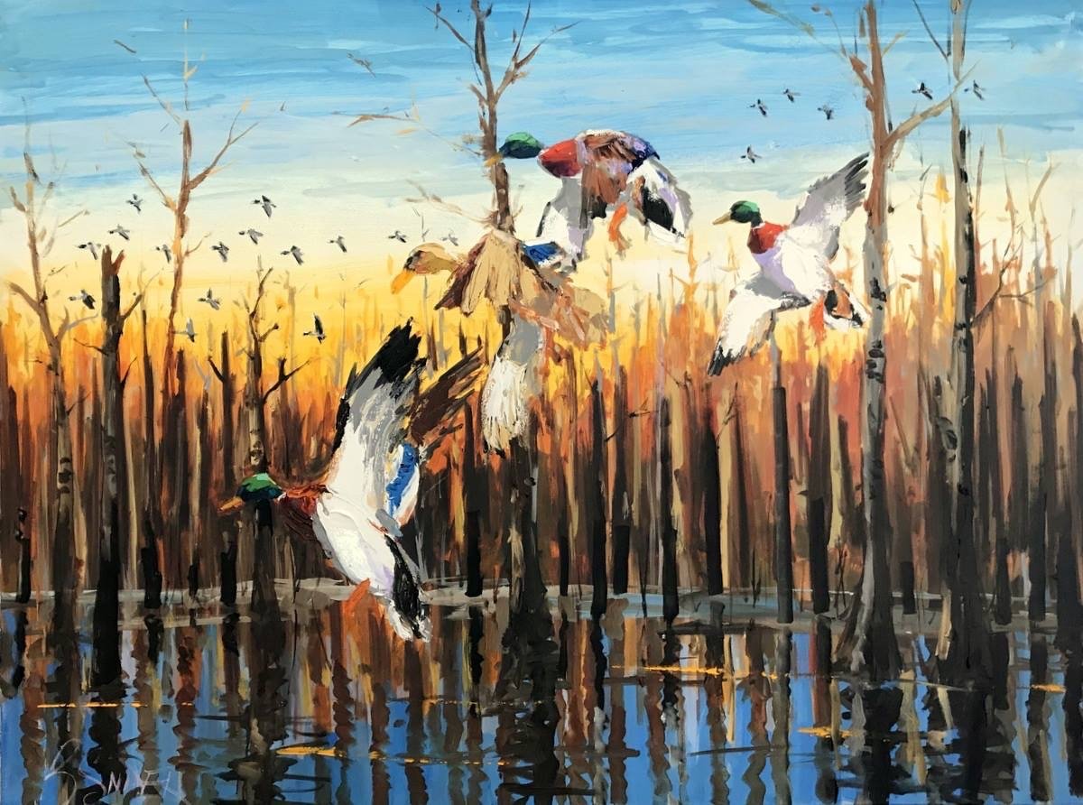   Green Timber Ducks  , 30” x 40”, oil on canvas 