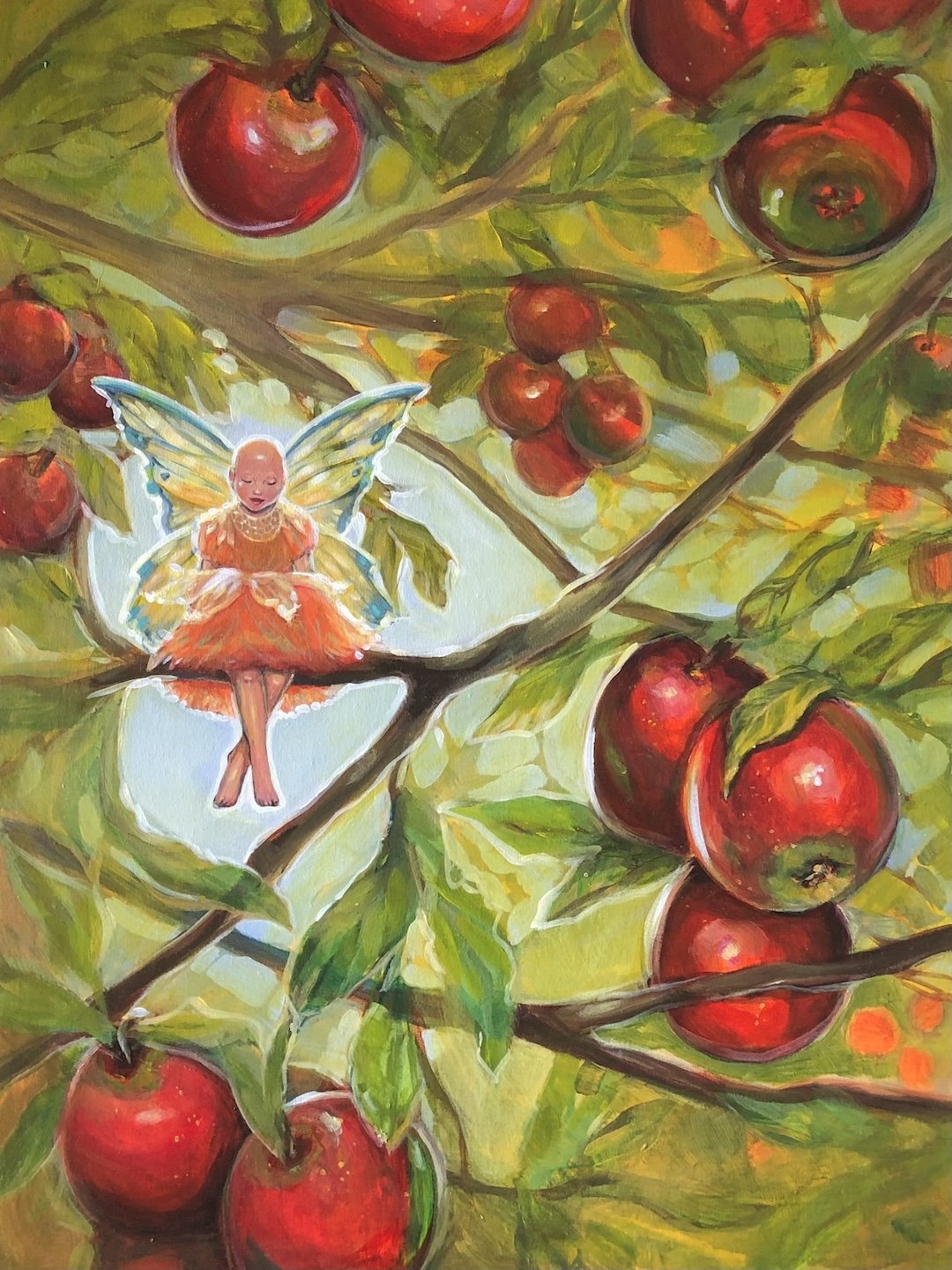    Apple Fairy  , 18” x 14”, acrylic on board 