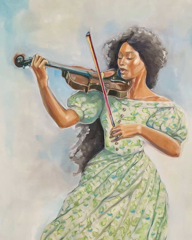    Music For Herself  , 48” x 24”, oil on canvas 