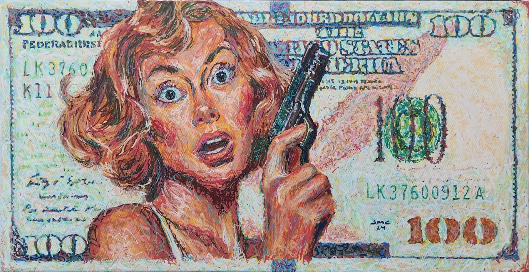    Franklin Shakedown  , 12” x 24”, acrylic on canvas 