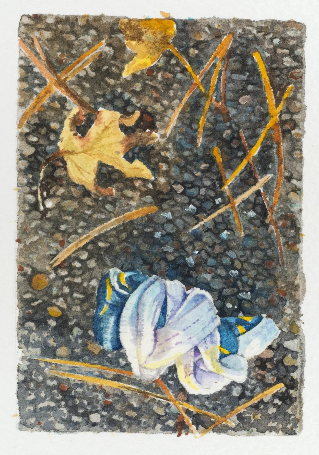    Mask 13   ,  watercolor on paper, 3” x 2” 