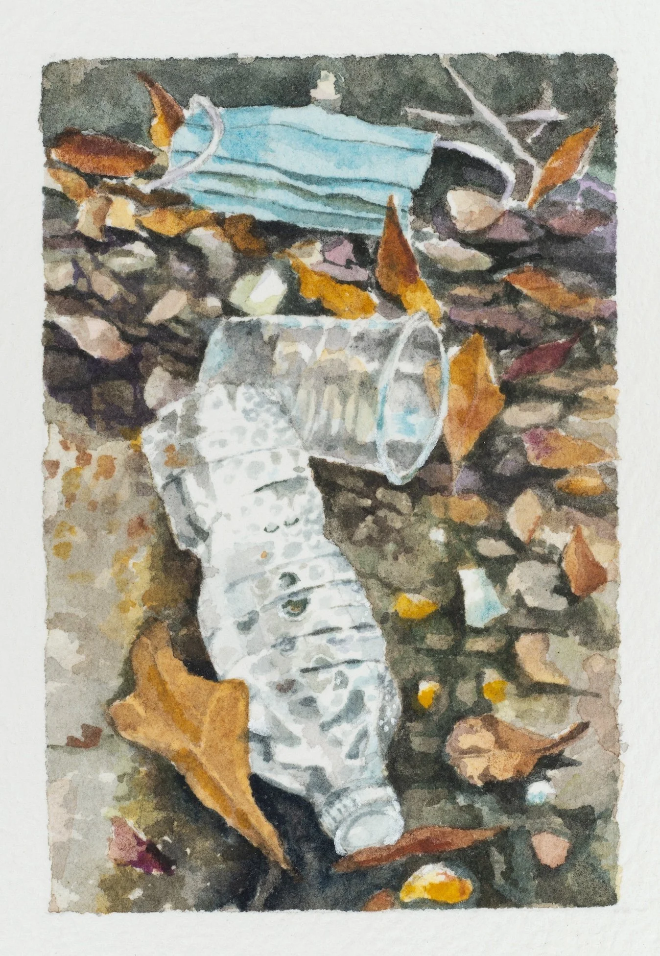    Mask 24   ,  watercolor on paper, 3” x 2” 
