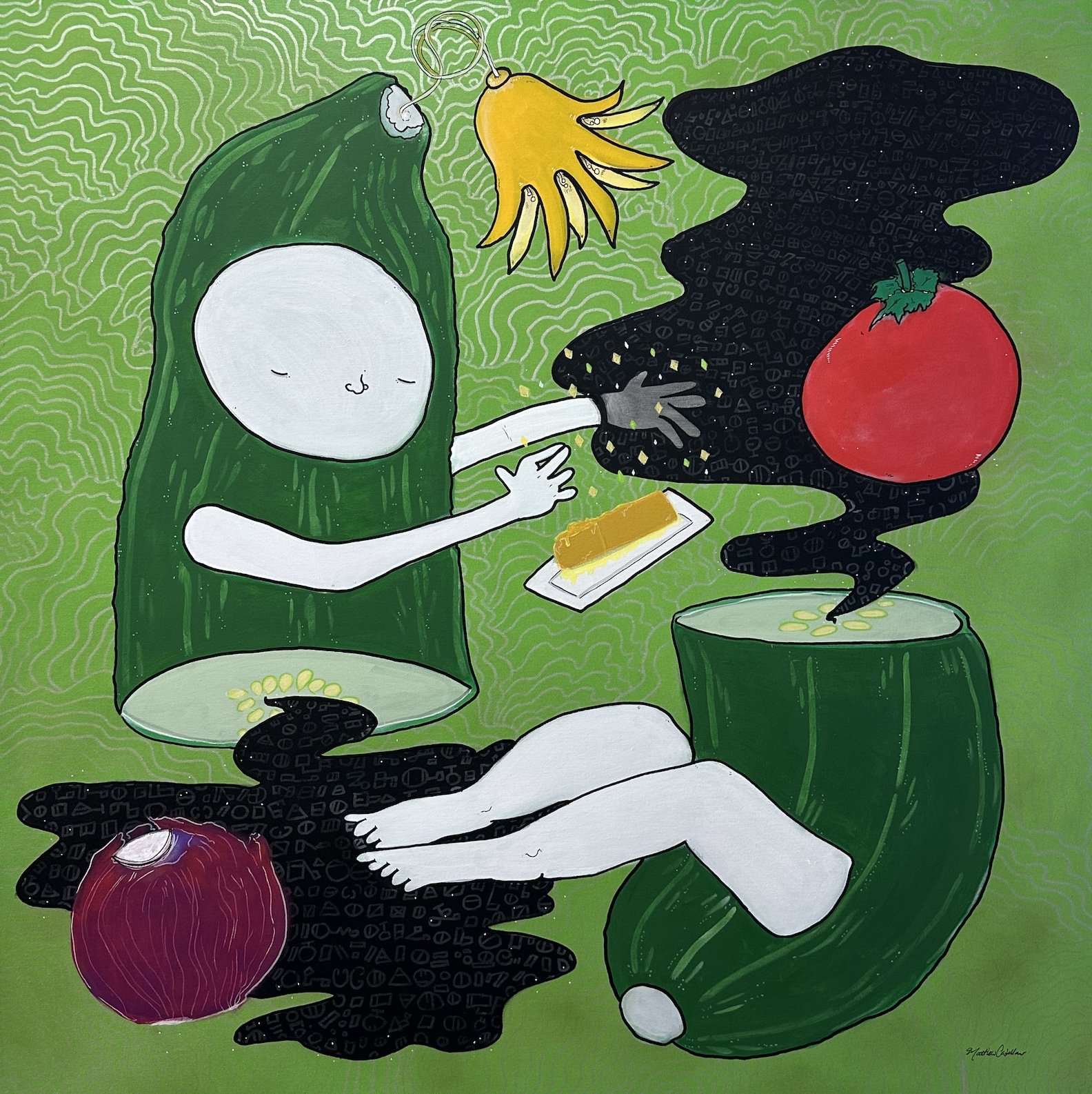   Zucchini Wizard  , 36" x 36", acrylic on canvas 