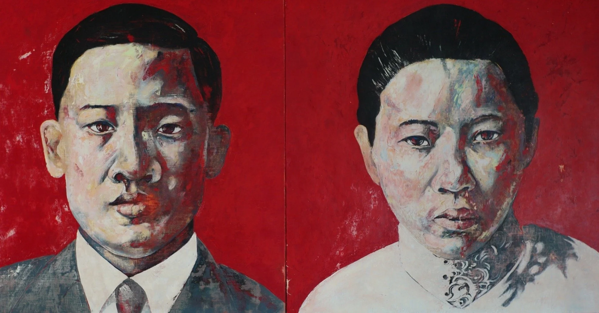 Popo and Gungung , 37” x 72”, oil on linen