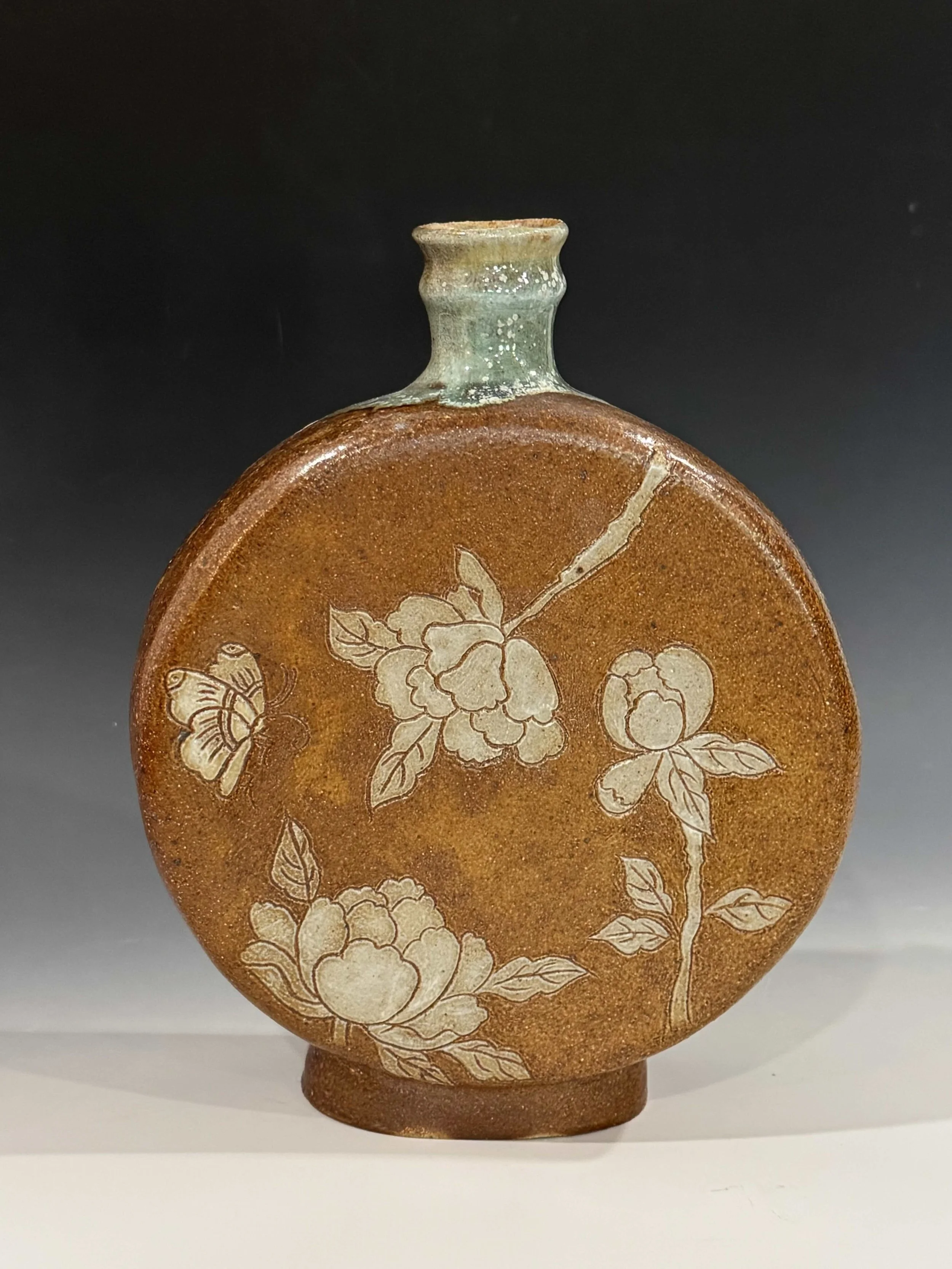    Morando Korean Flat Flask   , stoneware, 9.5” x 8” x 2.5”&nbsp; 