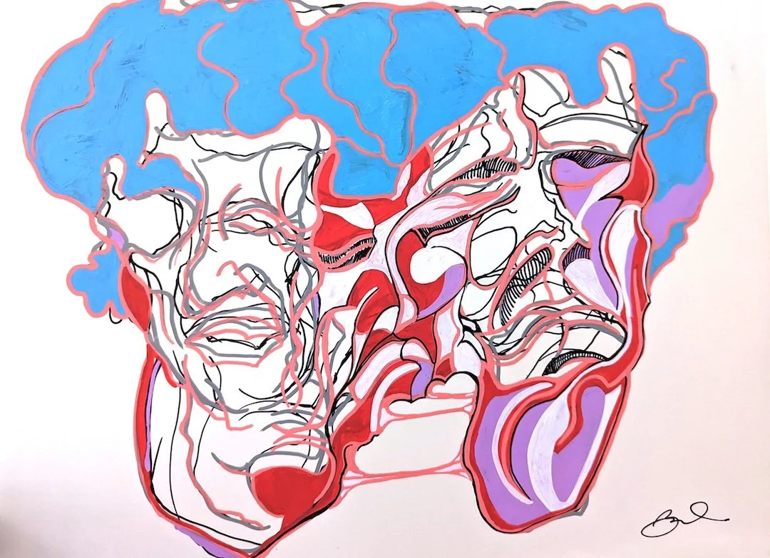    Portych  , 16” x 20”, Posca paint markers on Claybord 